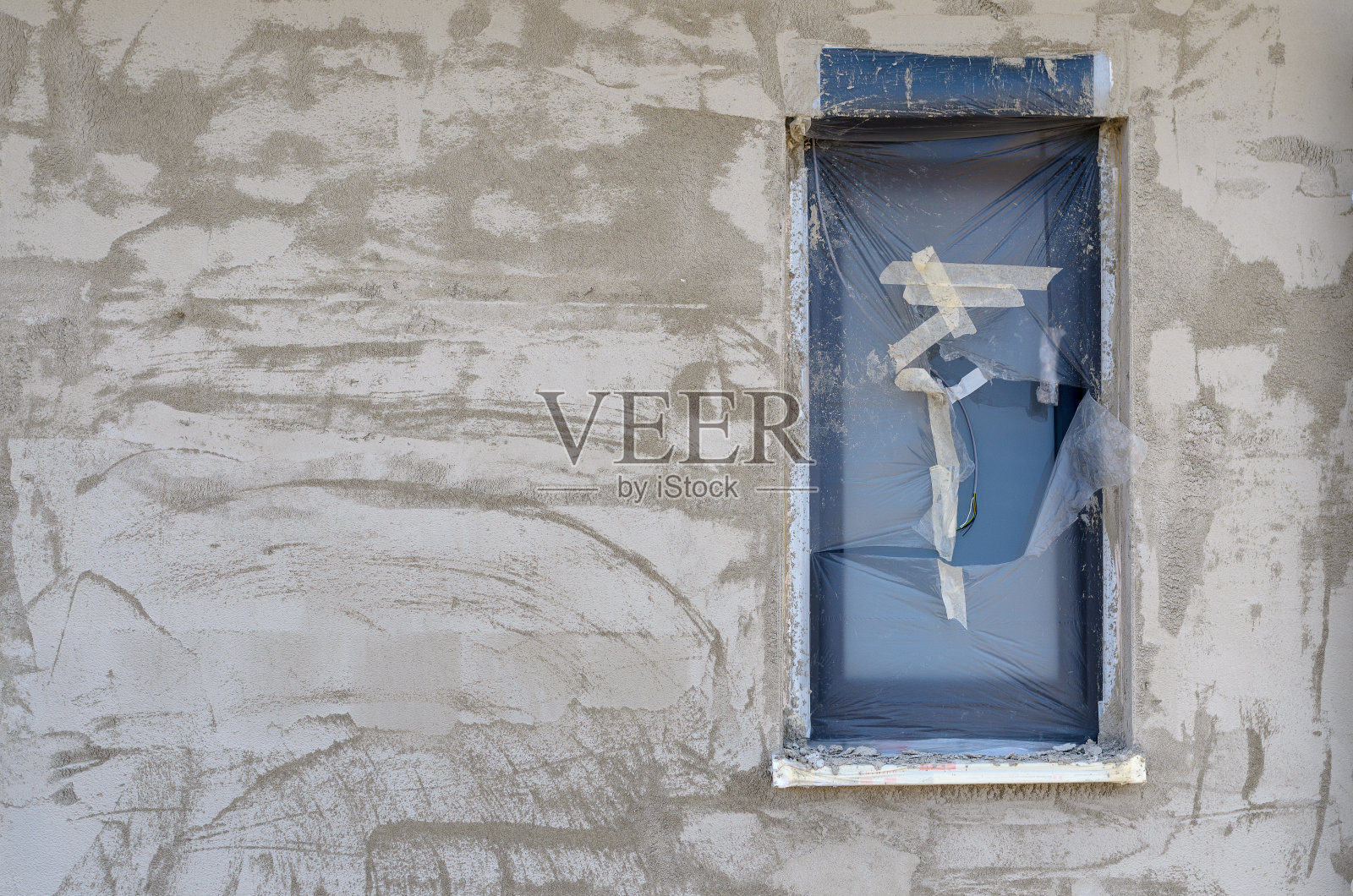 水泥墙和封闭的窗户照片摄影图片