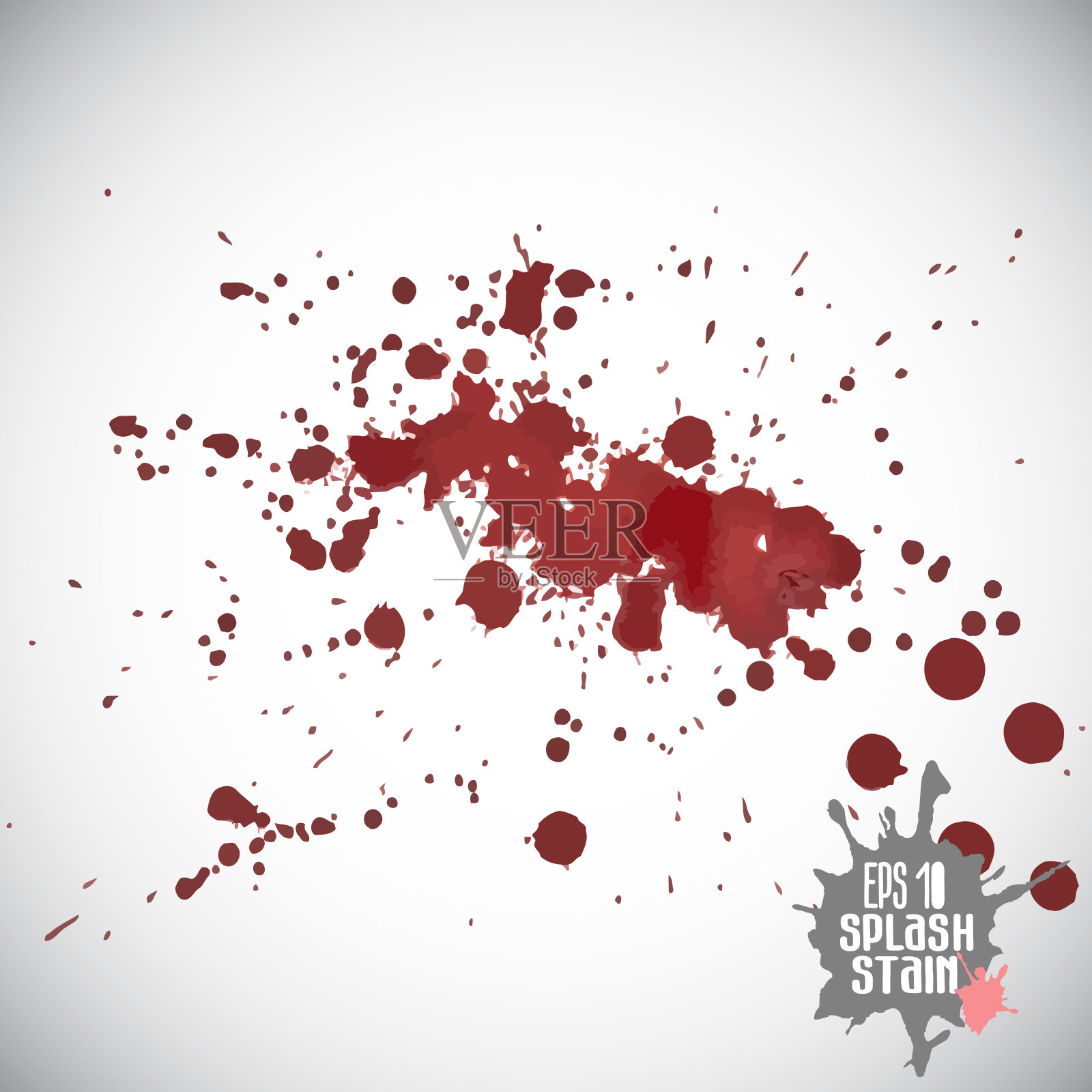 墨迹和色斑。墨水滴在纸上。用于设计的向量集合。插画图片素材