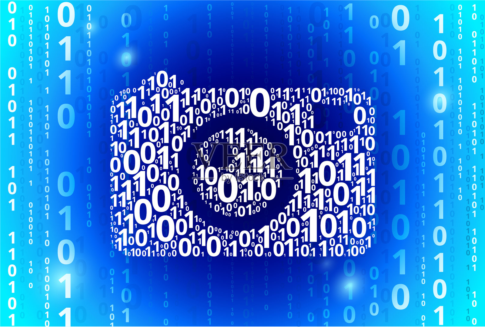 数码相机二进制码蓝色矢量模式背景插画图片素材