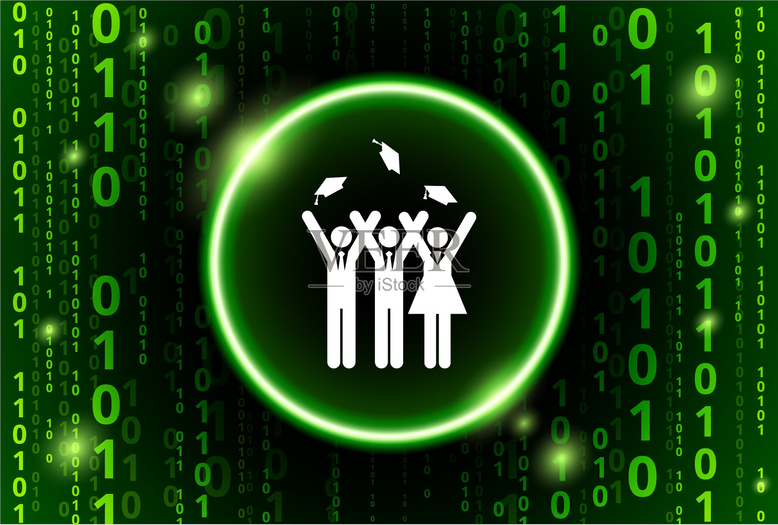 毕业二进制码矢量模式背景插画图片素材