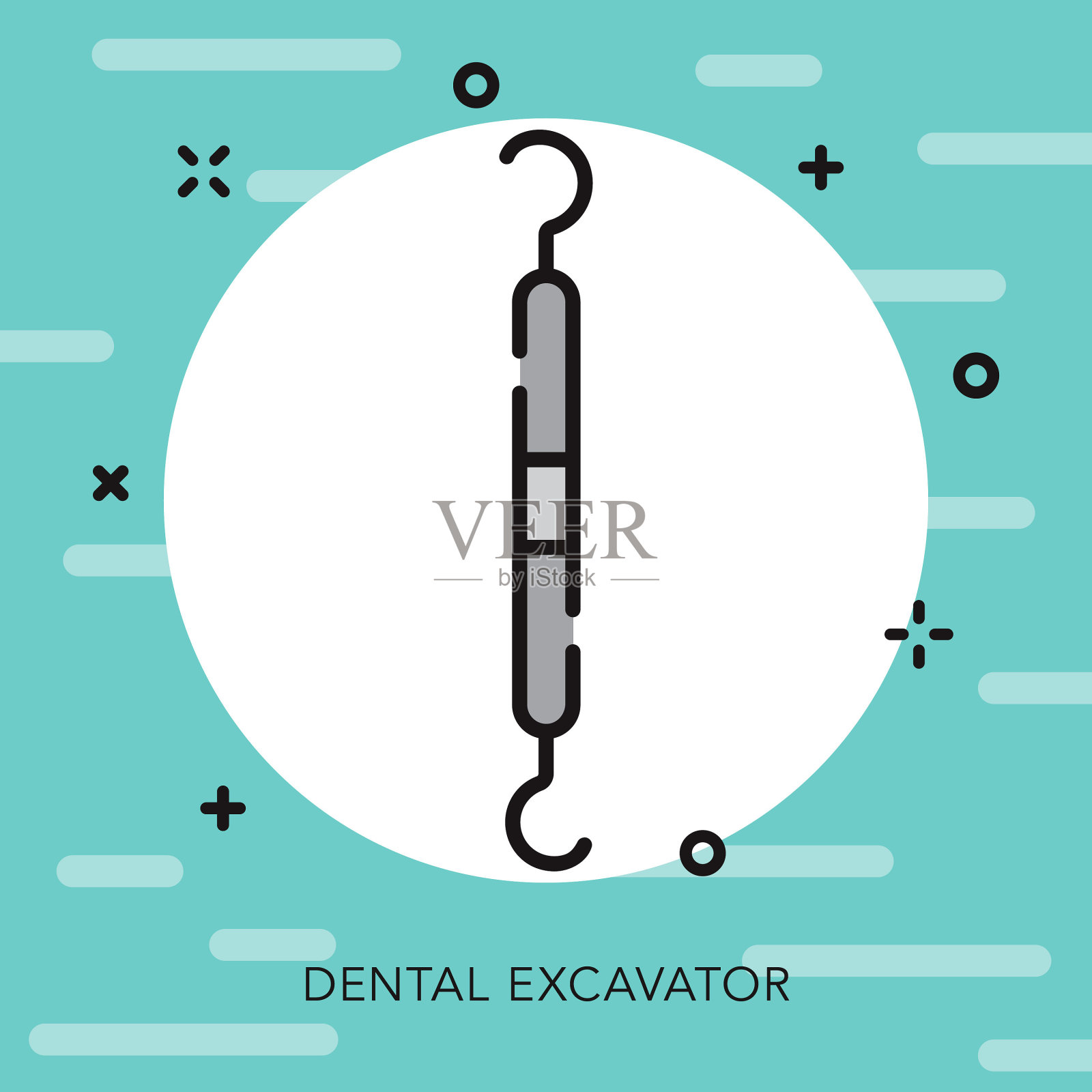 挖掘机打开轮廓牙医图标插画图片素材