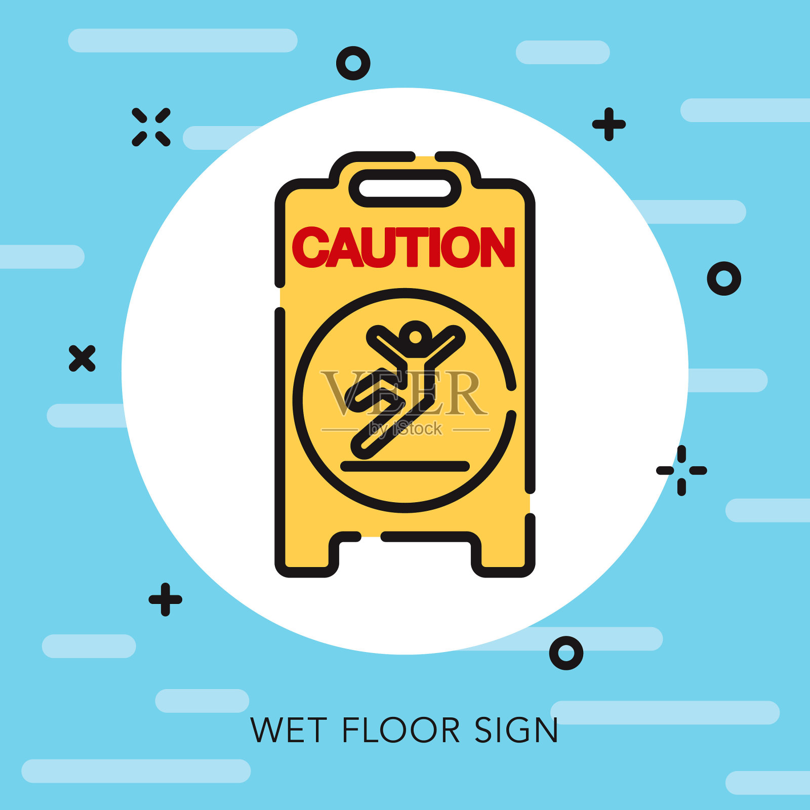 警告标志开放轮廓清洁用品图标插画图片素材