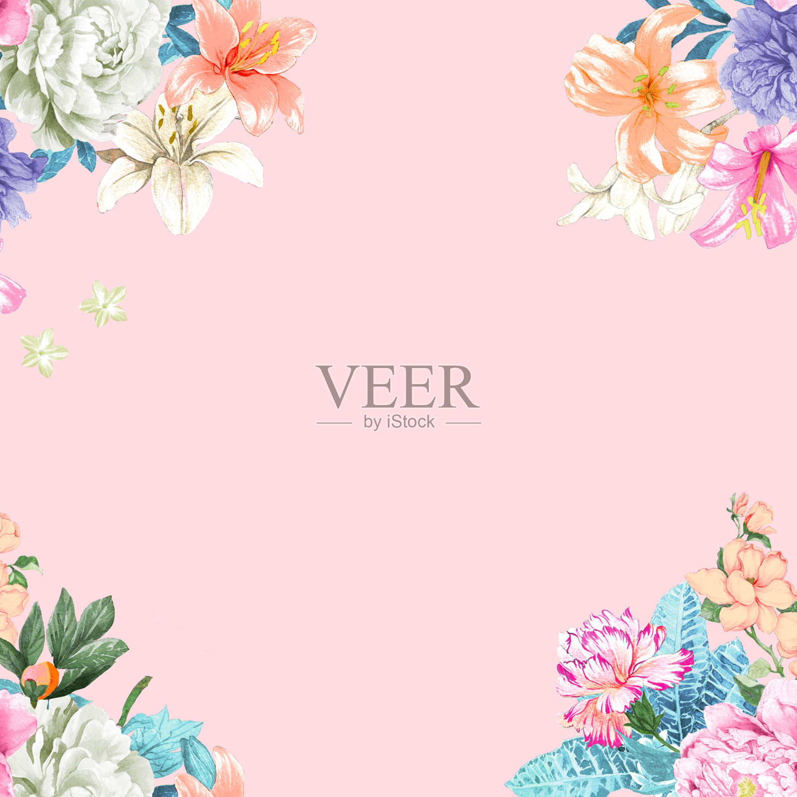 水彩玫瑰花收集插画图片素材