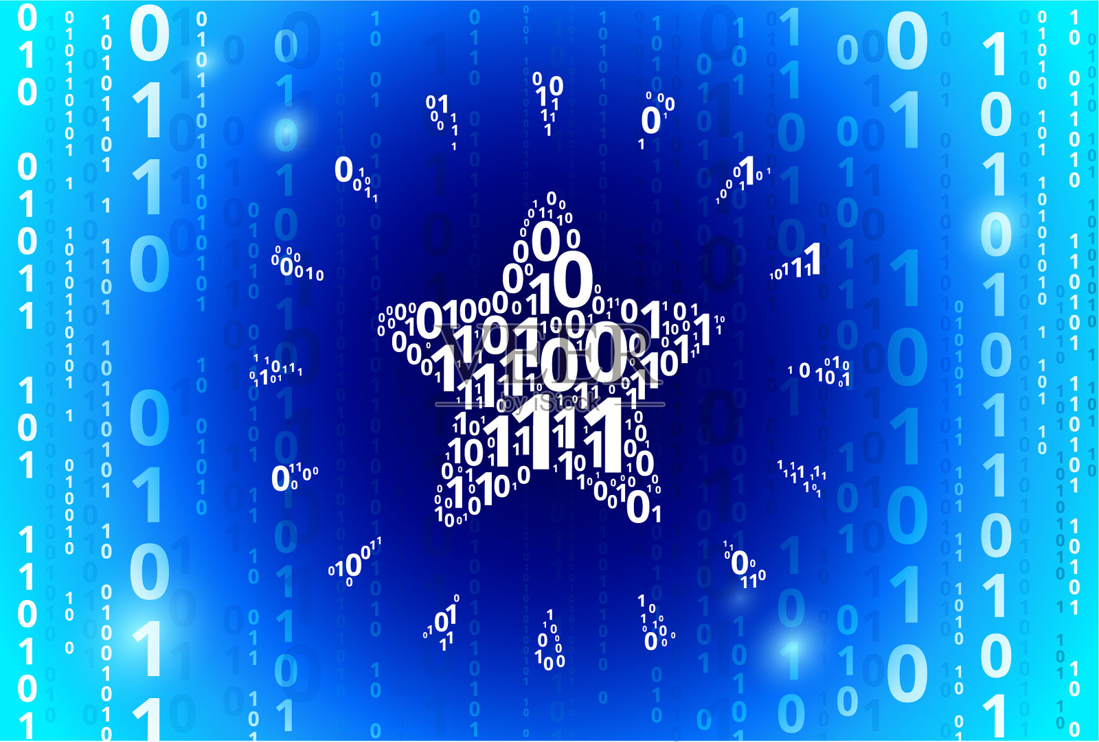 闪亮星二进制代码蓝色矢量模式背景插画图片素材