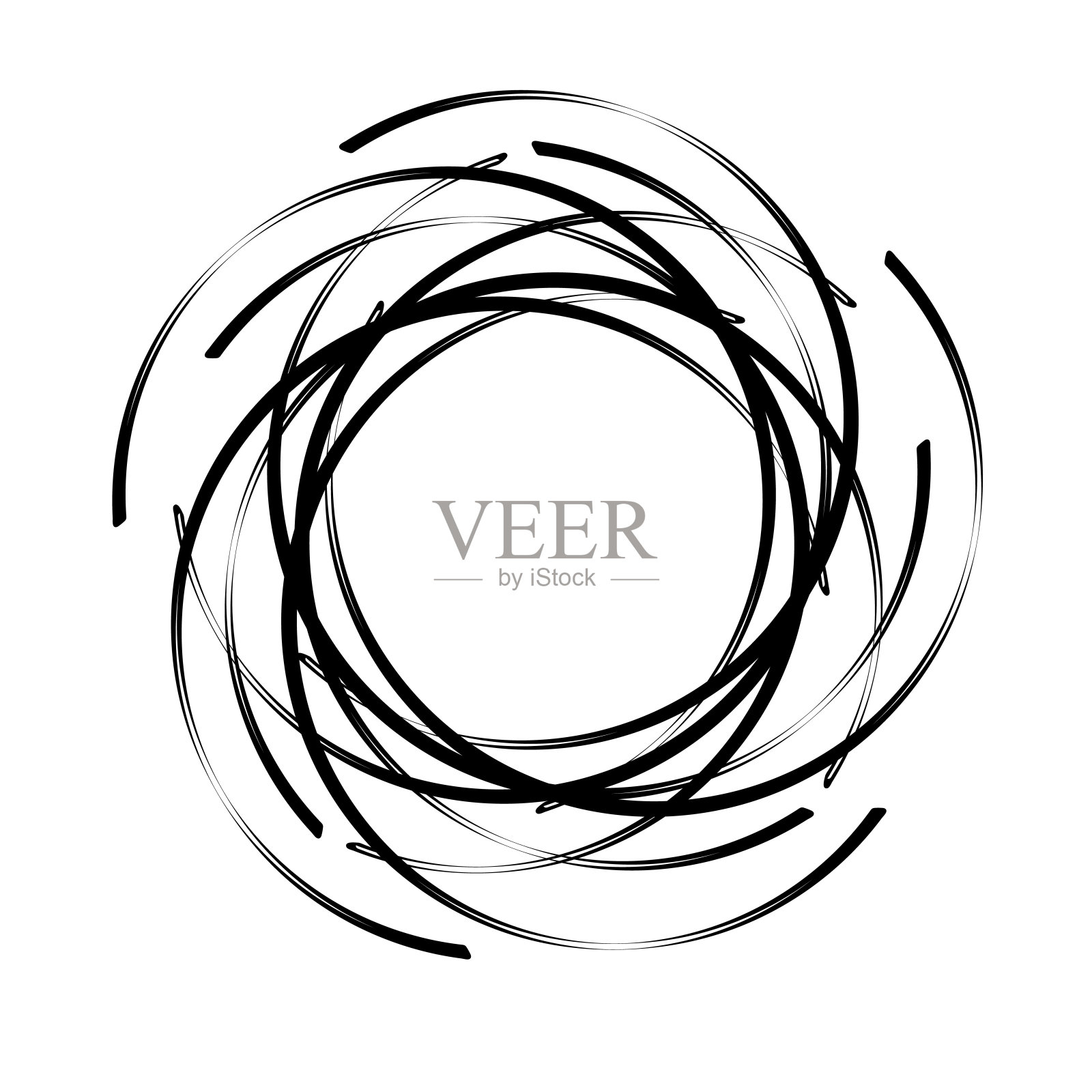 抽象的圆形螺旋标志模板。抽象的圆形模板。黑色斑点来创建横幅。矢量插图。设计元素图片