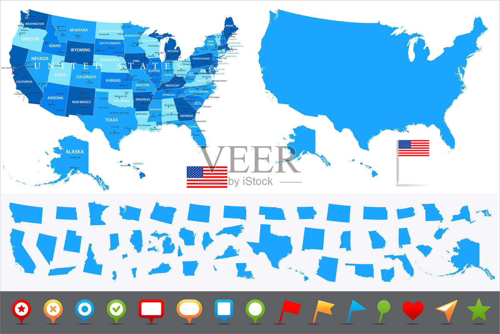 29 -美国-蓝色和碎片插画图片素材