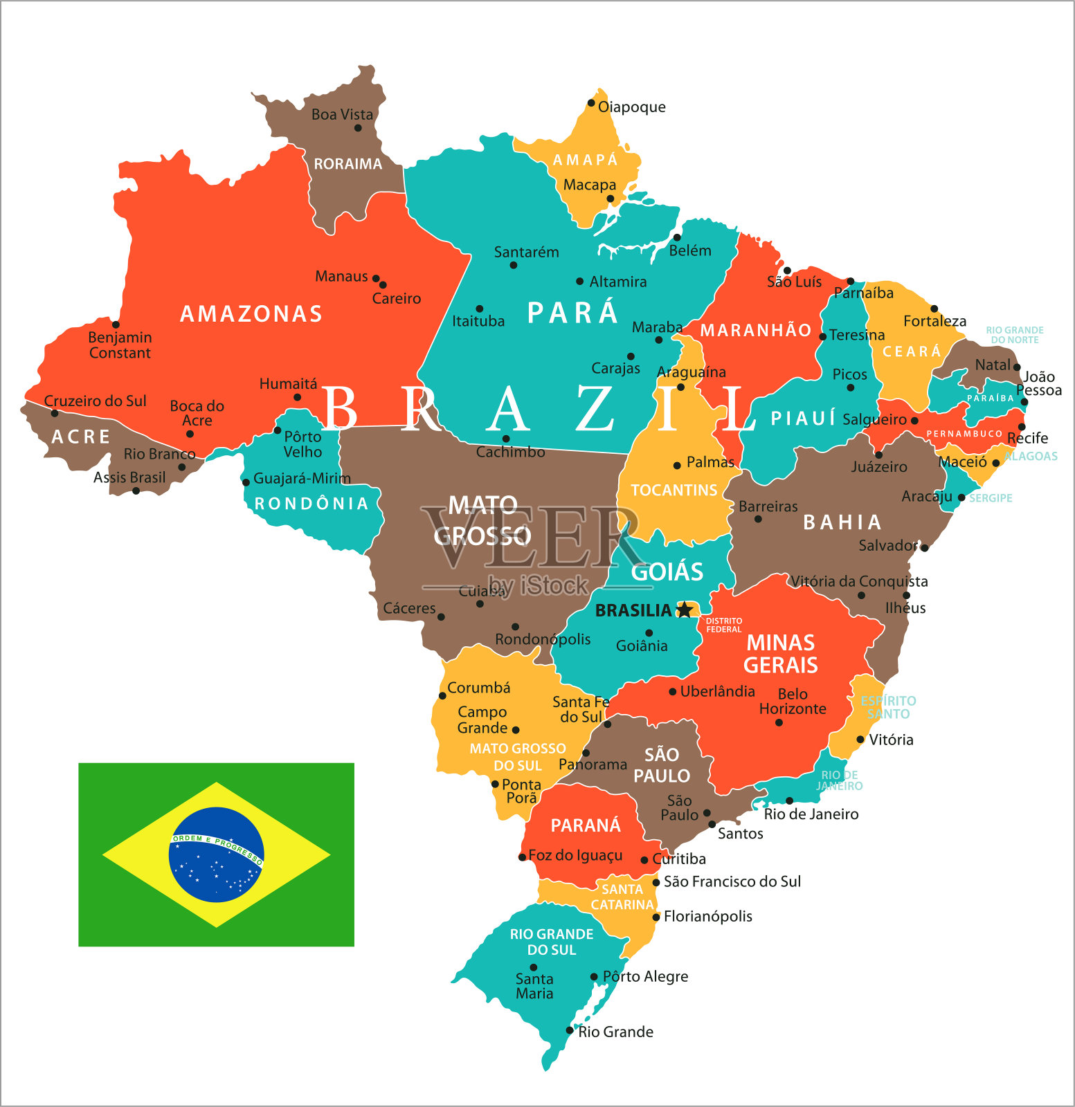 巴西地图-向量插画图片素材