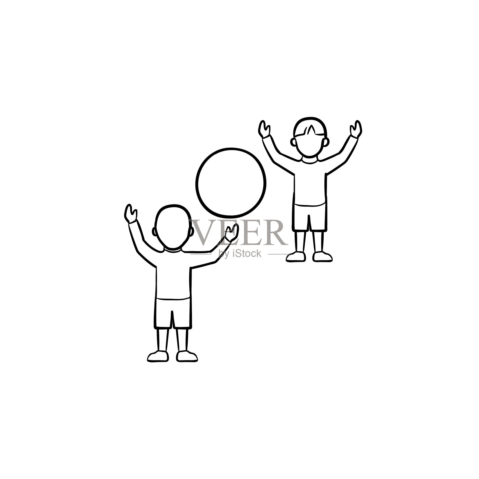 孩子玩与朋友手绘素描图标设计元素图片