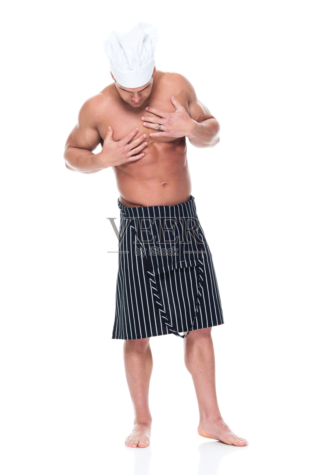 赤膊男厨师照片摄影图片