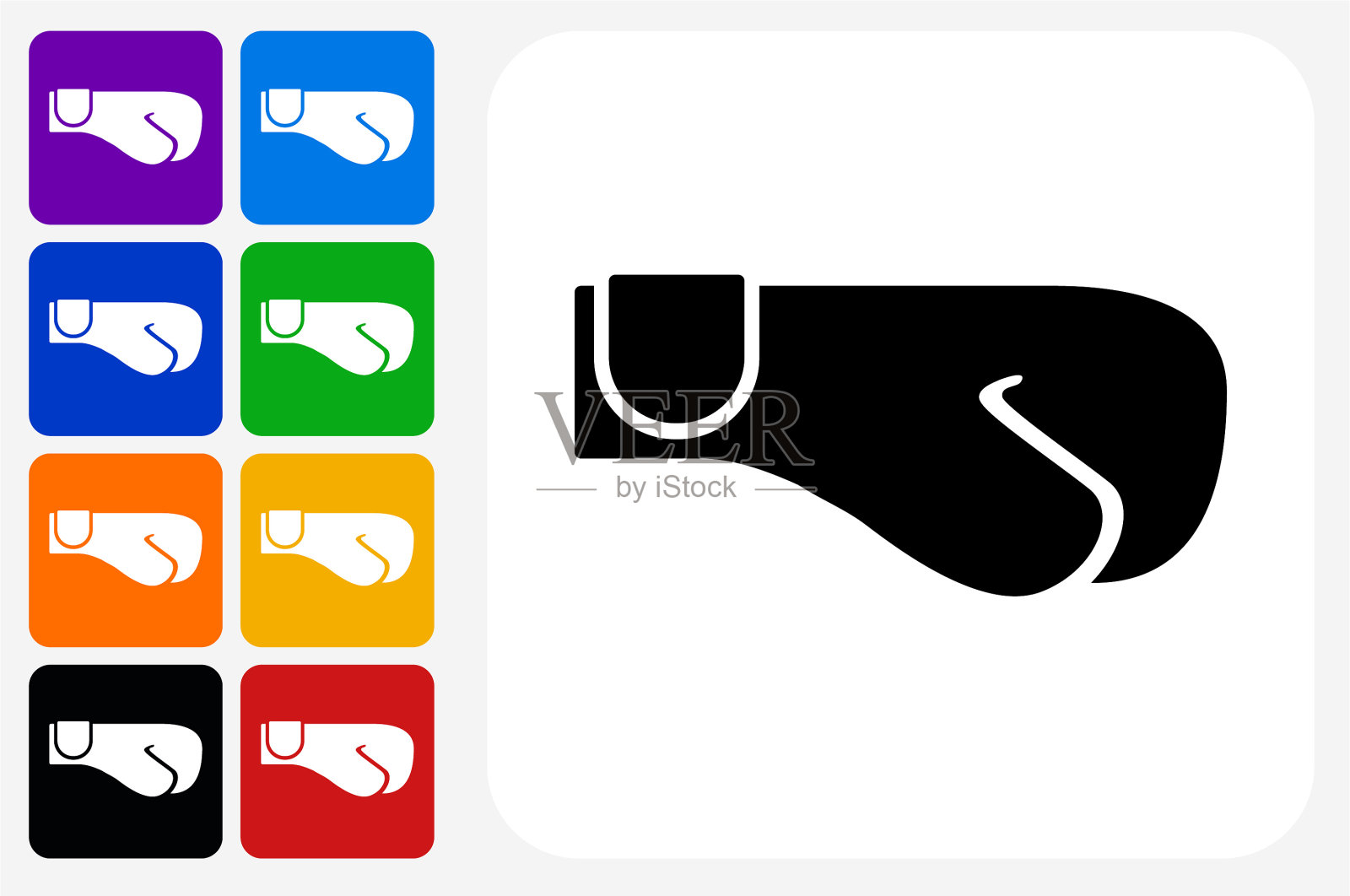 拳击手套方形按钮图标集插画图片素材