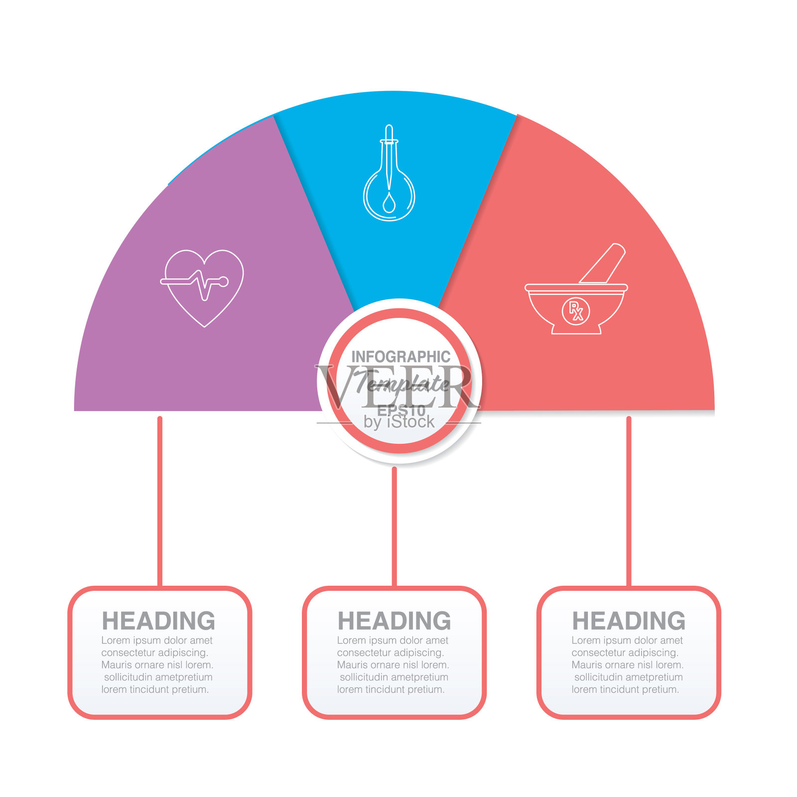 彩色横幅上的细线医疗保健图标插画图片素材