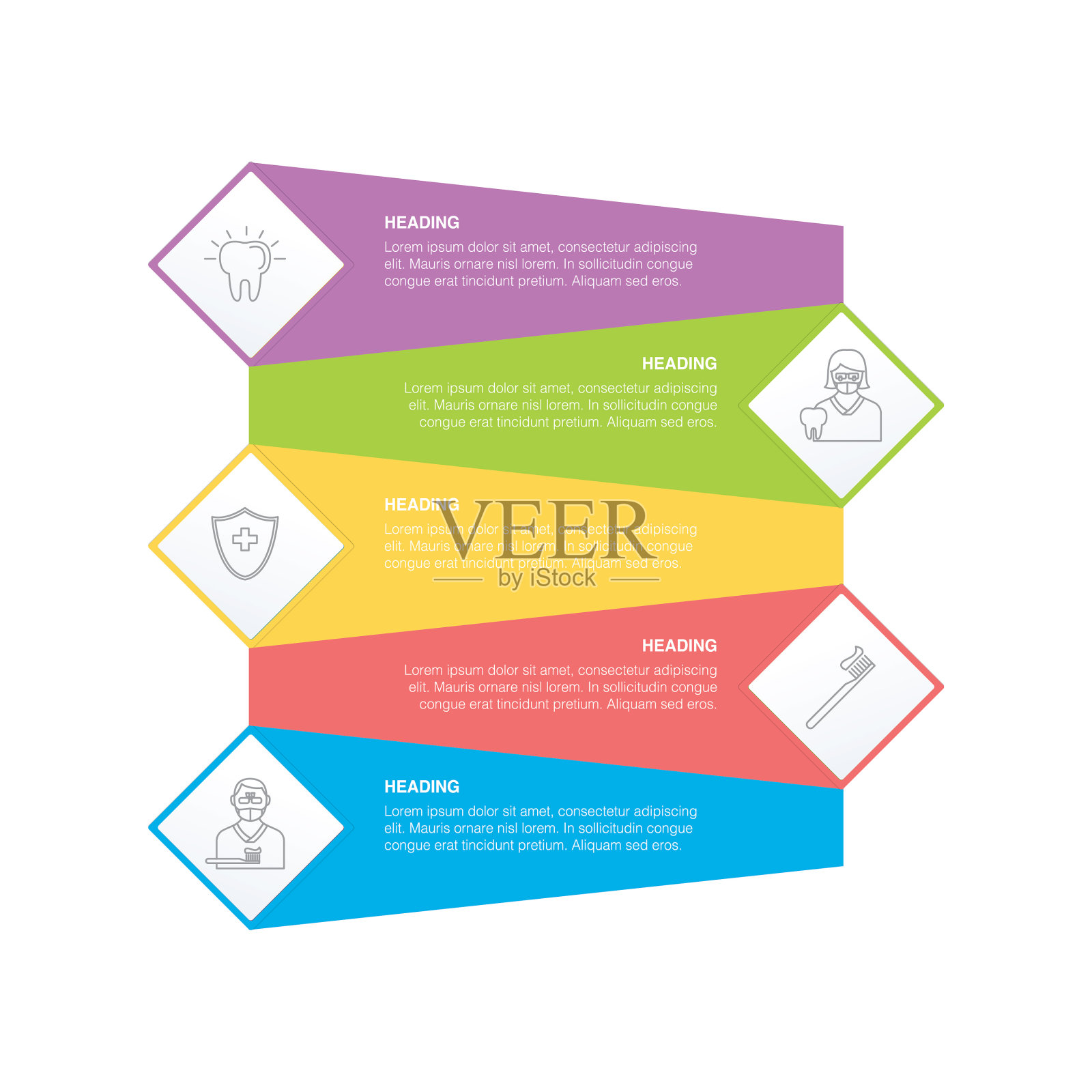 彩色横幅上的牙科图标插画图片素材