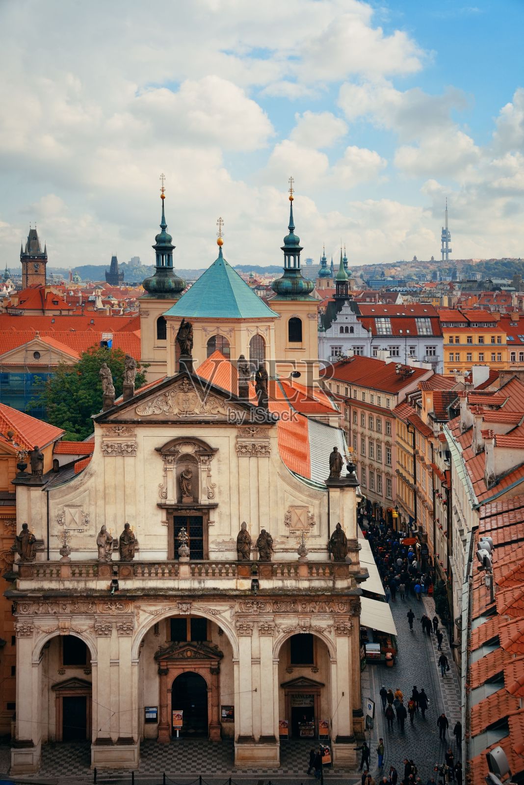 布拉格天际线屋顶景观照片摄影图片