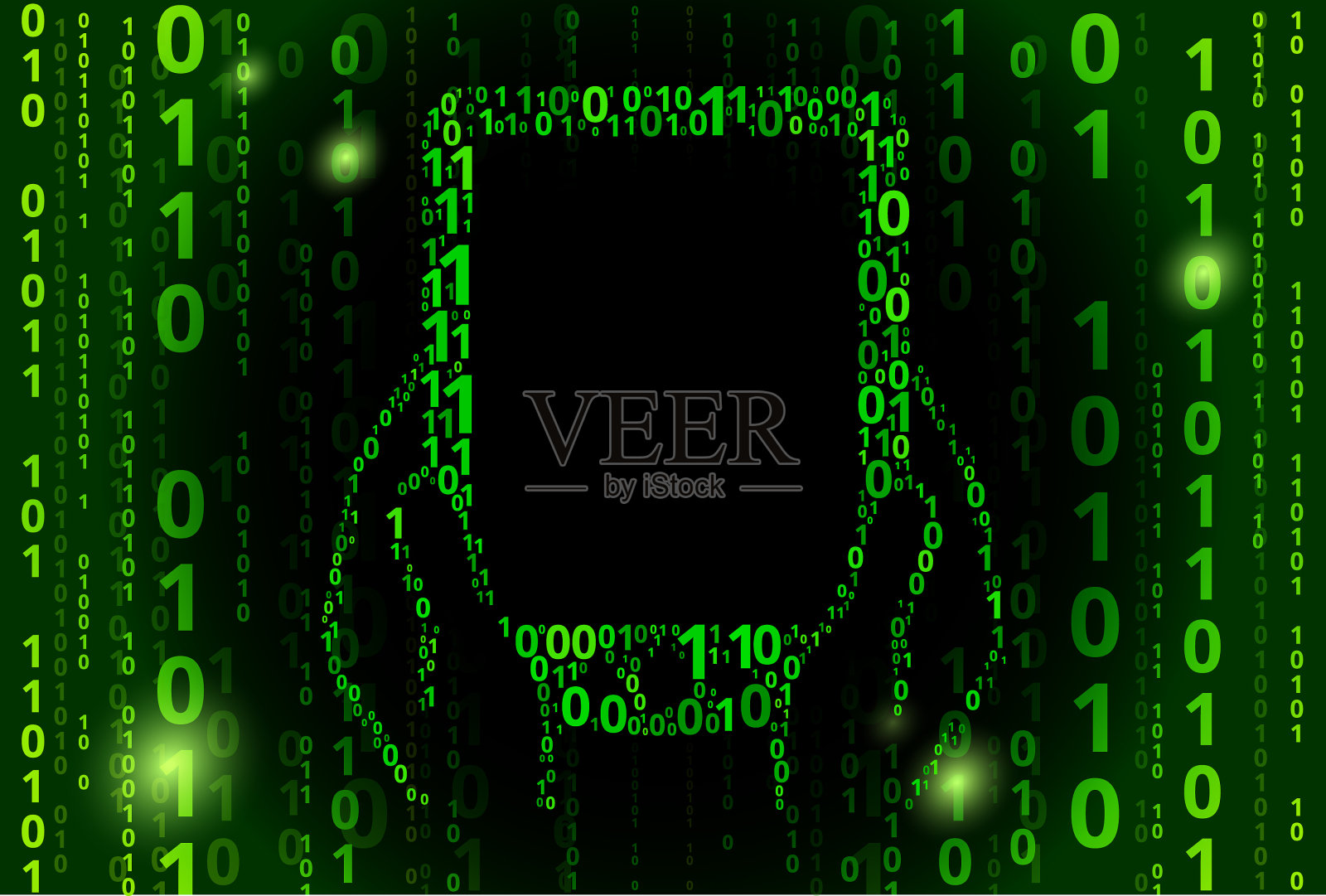 手持式平板电脑二进制码矢量模式背景插画图片素材