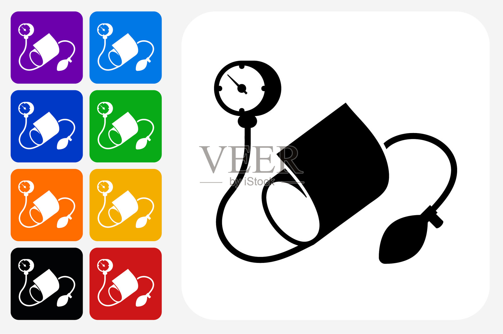 血压监测仪方形按钮图标合集插画图片素材