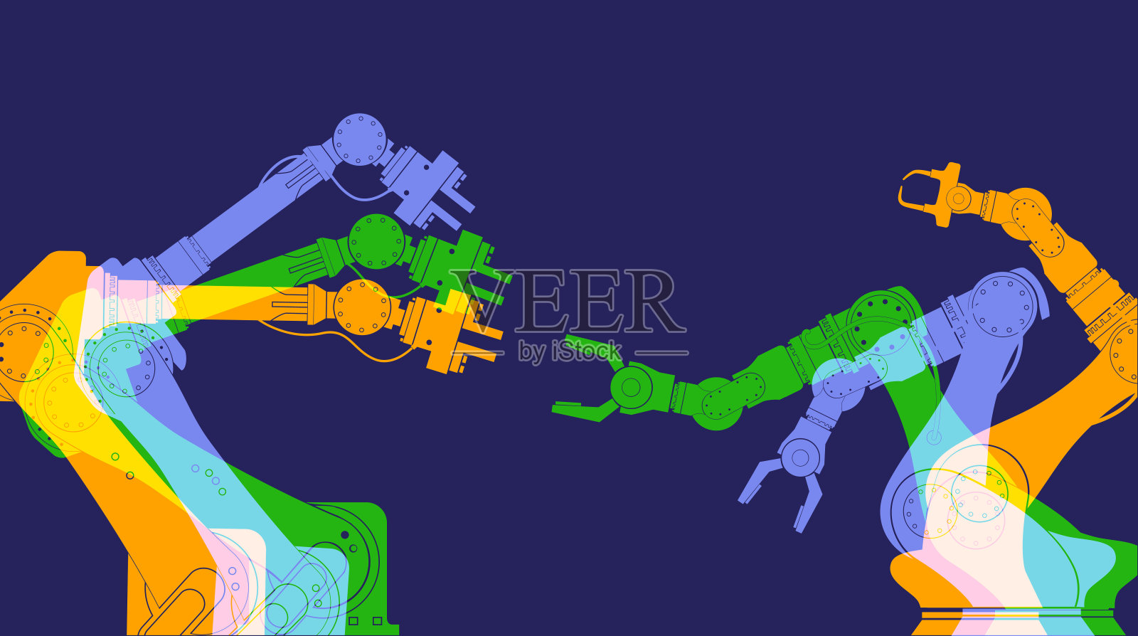 机器人在制造业插画图片素材