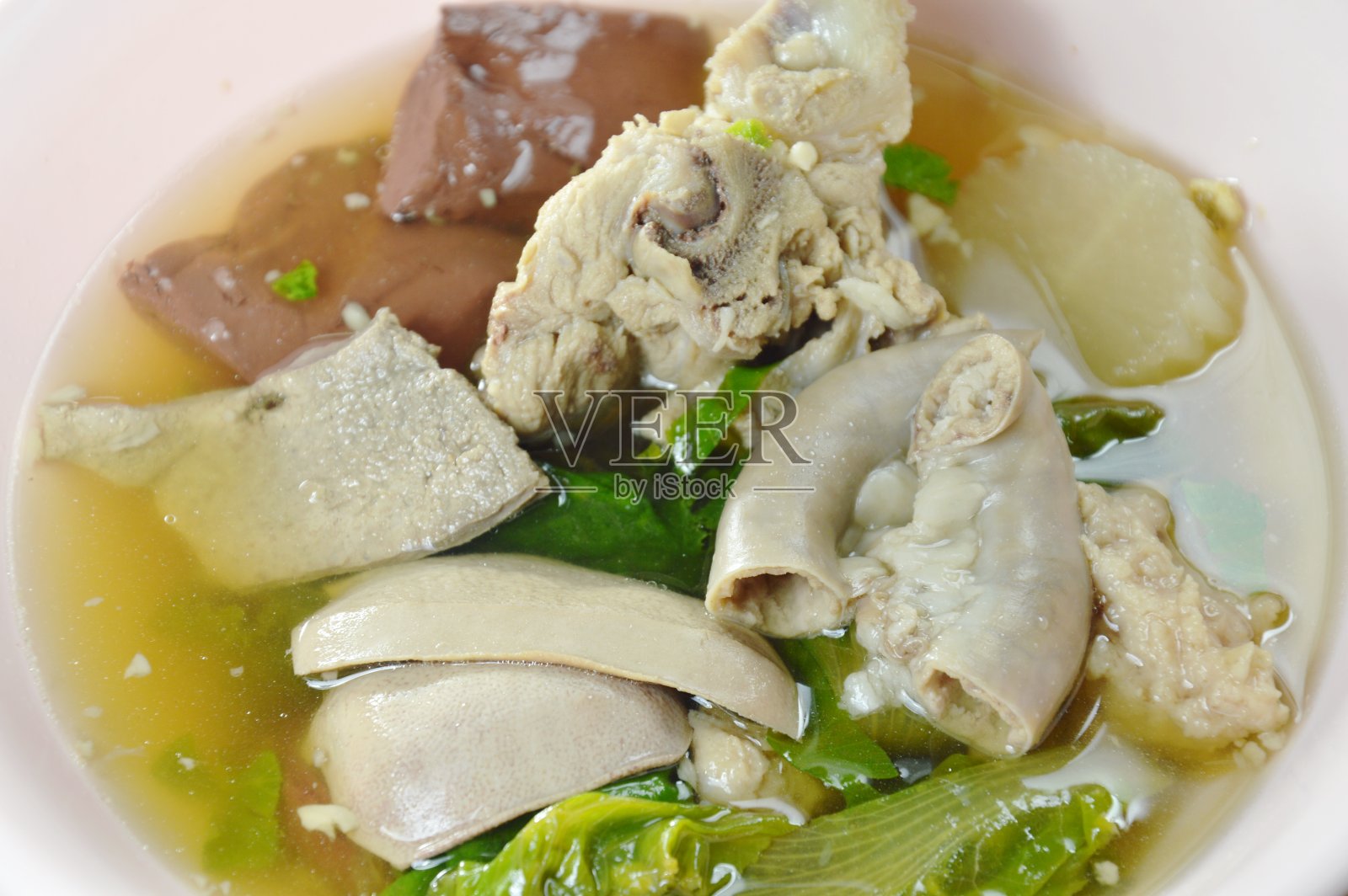 猪五脏血汤照片摄影图片