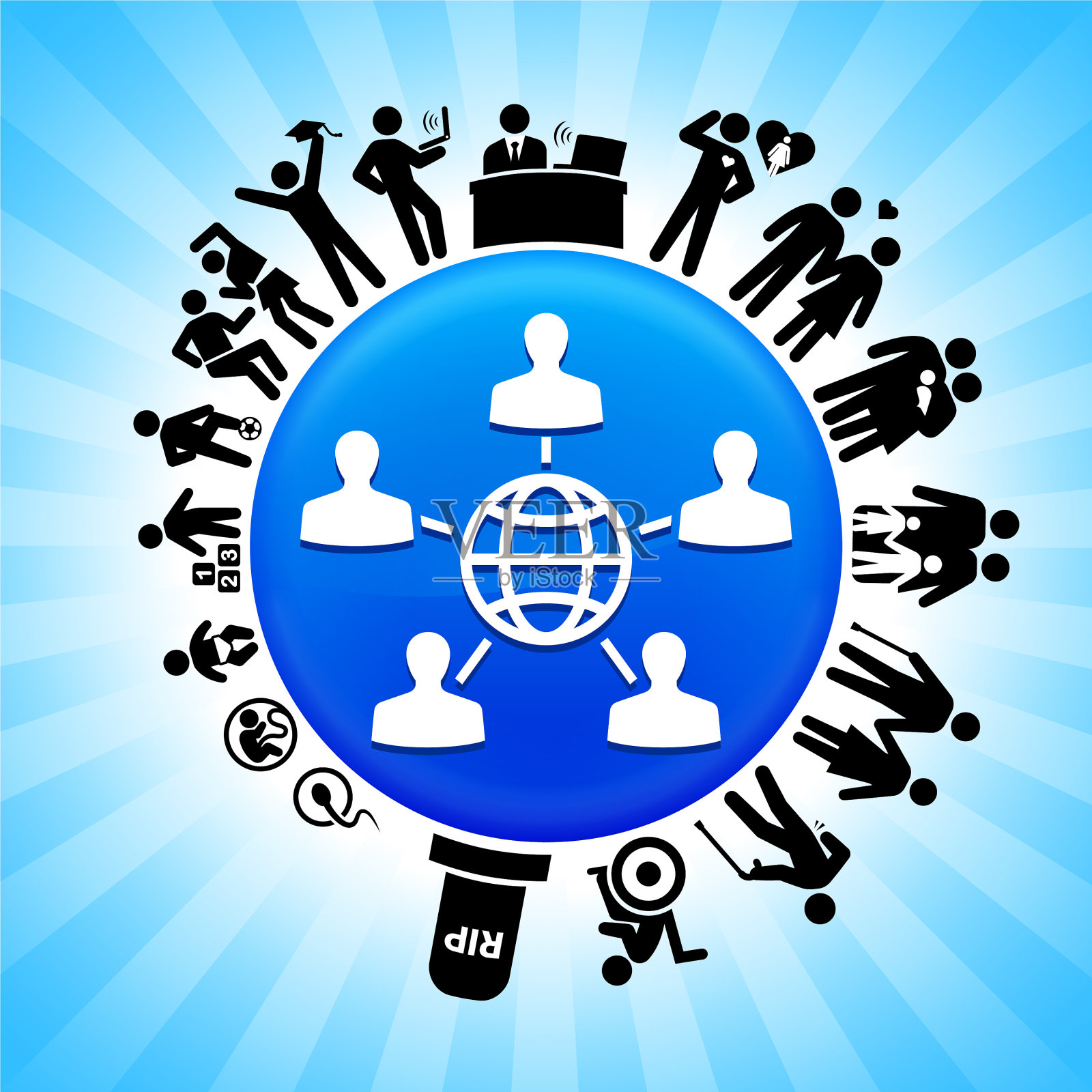 全球网络生命周期阶段的生活背景插画图片素材