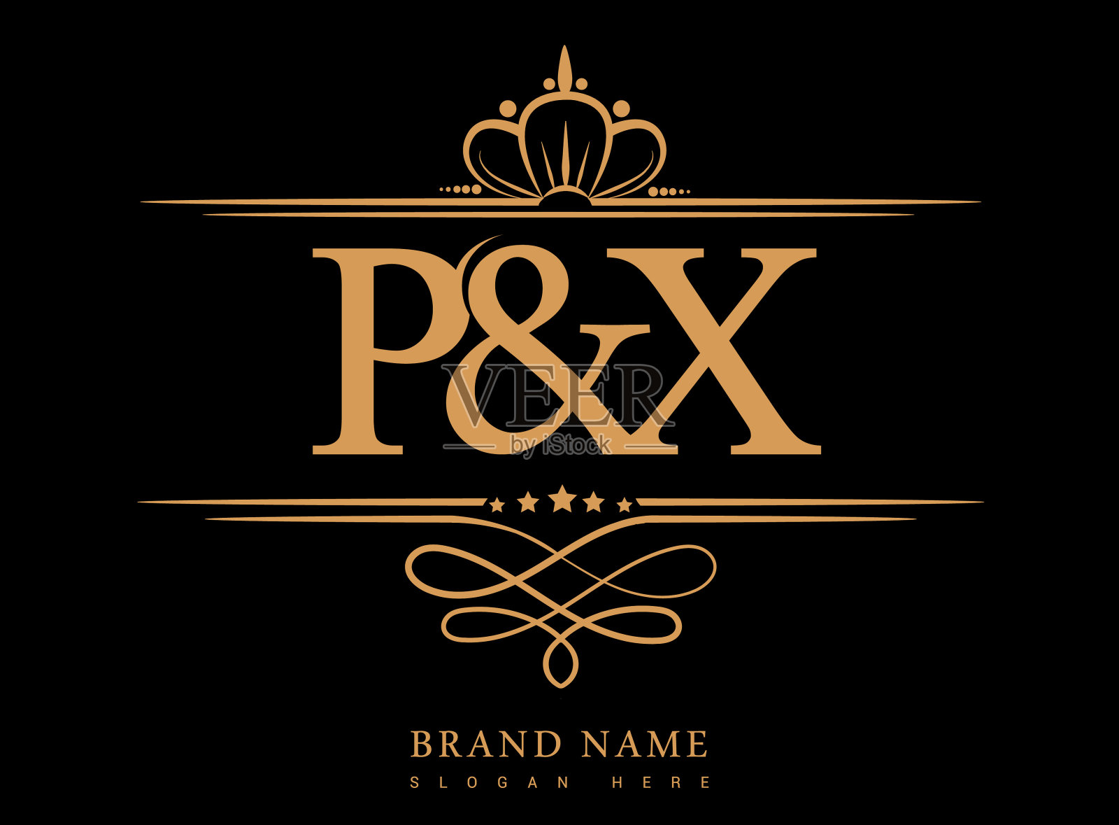 首字母,&和首字母与冠插画图片素材