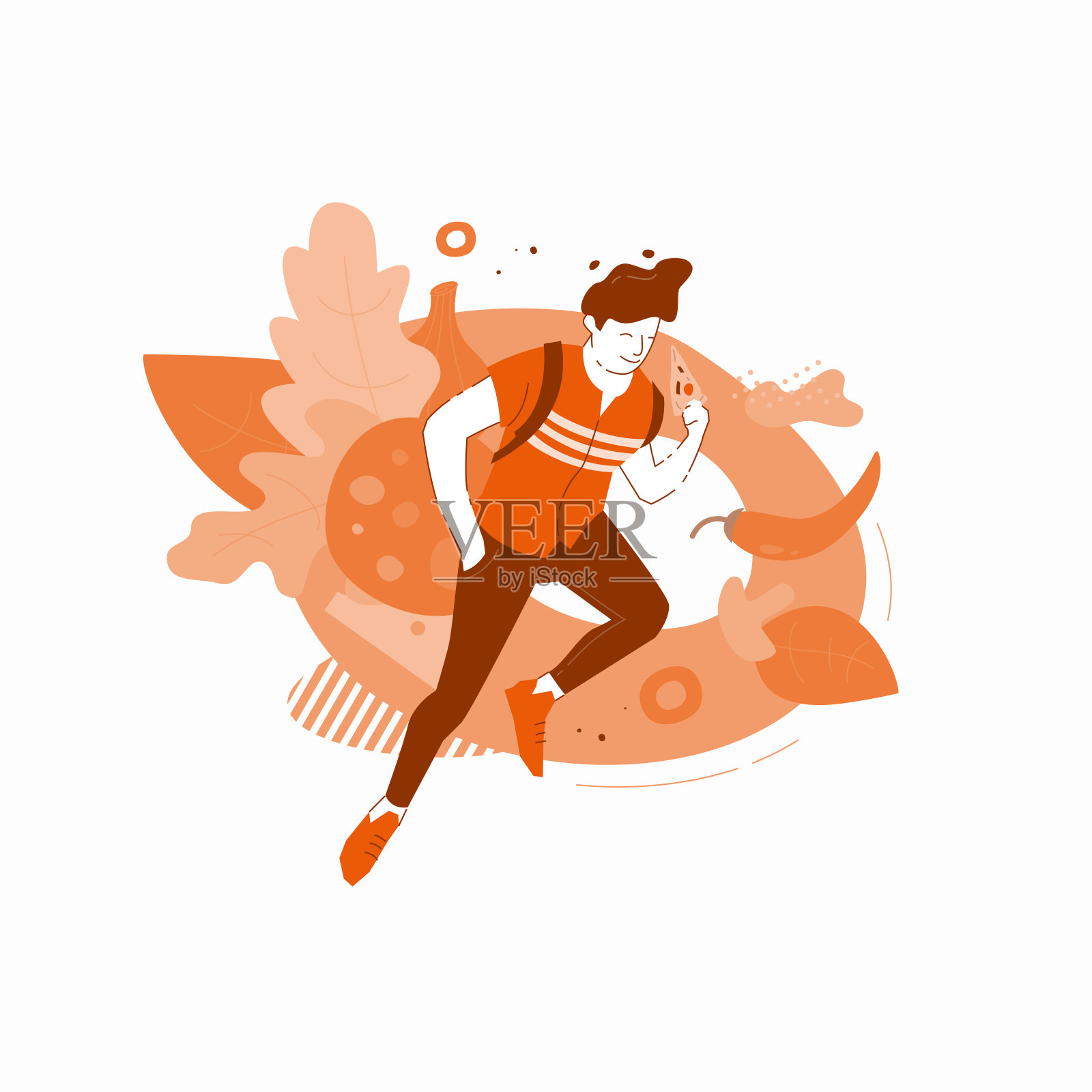 年轻人喜欢吃披萨插画图片素材