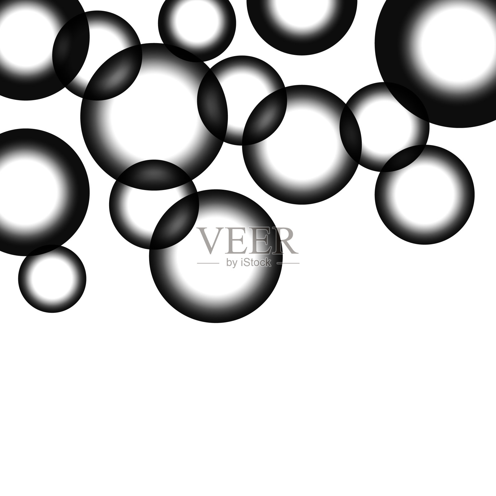 抽象的黑白圆圈在白色上。抽象的圆圈。插画图片素材