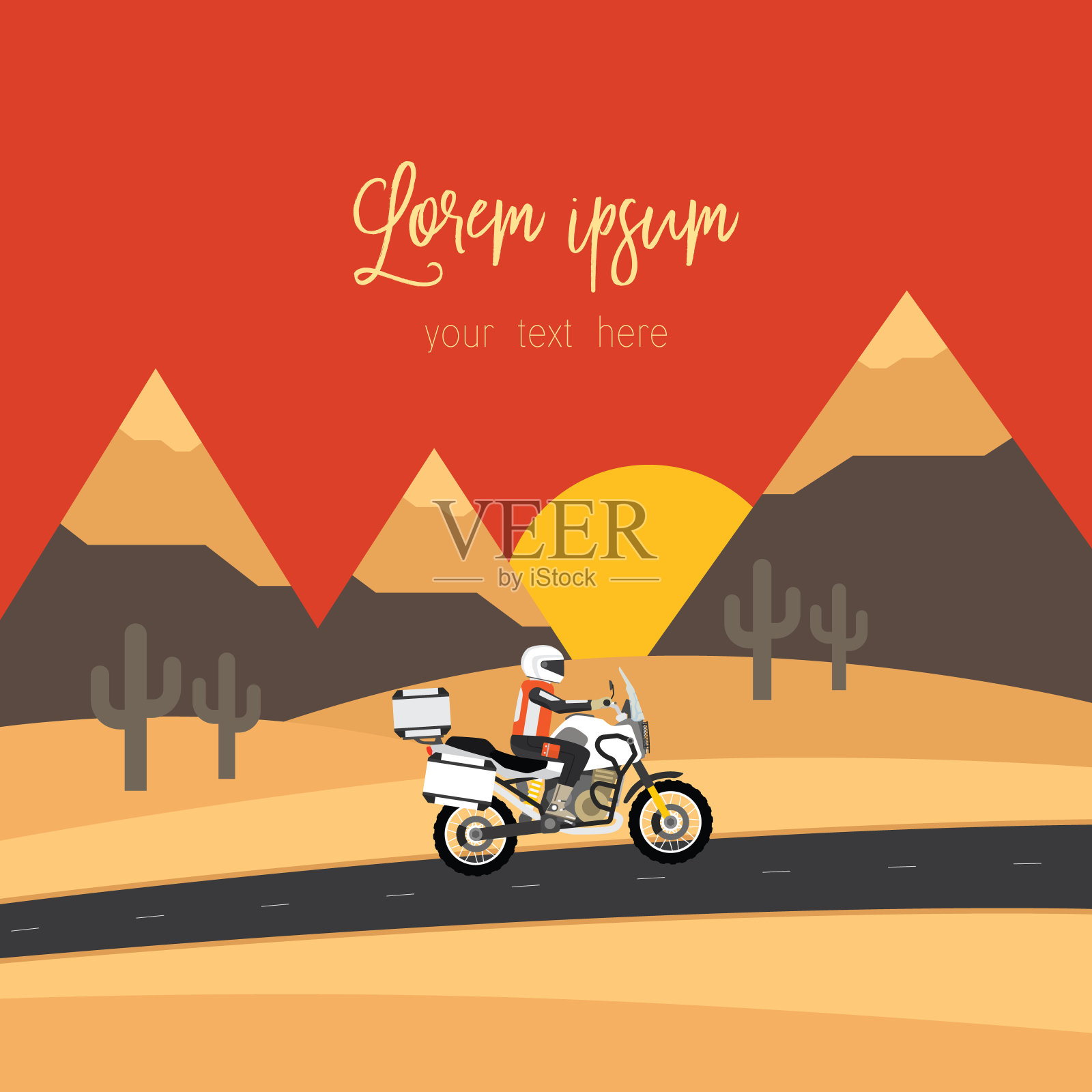 骑车旅行的摩托车设计模板素材