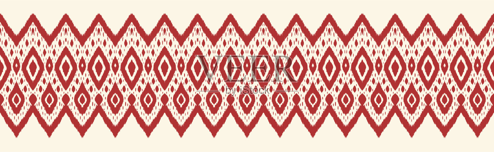 伊卡特无缝模式。向量扎染shibori印花条纹和雪佛龙。油墨纹理的日本背景。插画图片素材