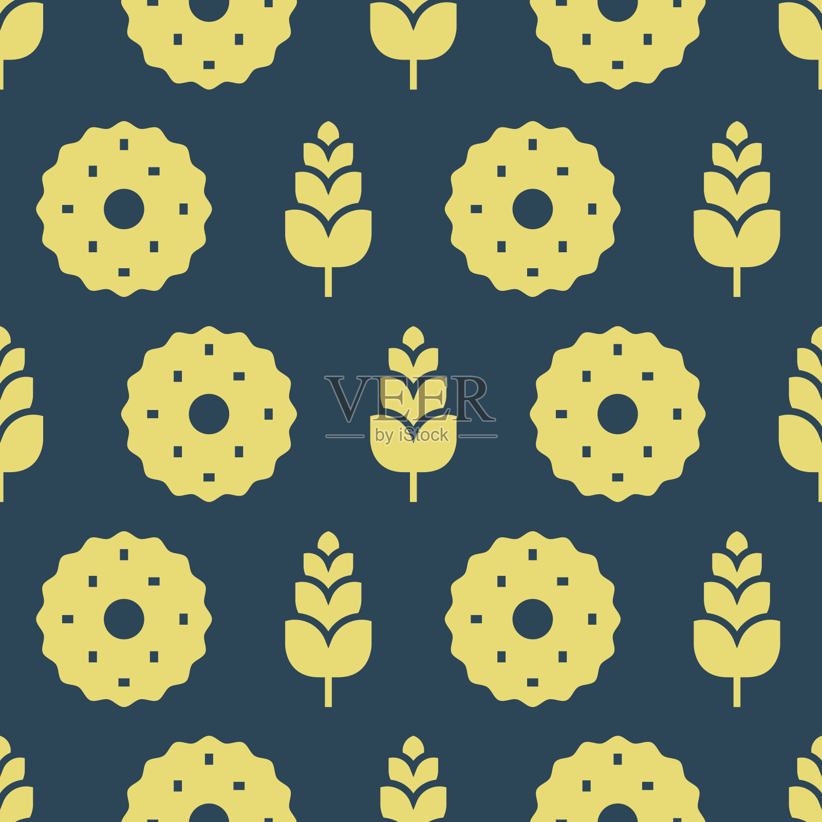 图案与饼干和小麦插画图片素材