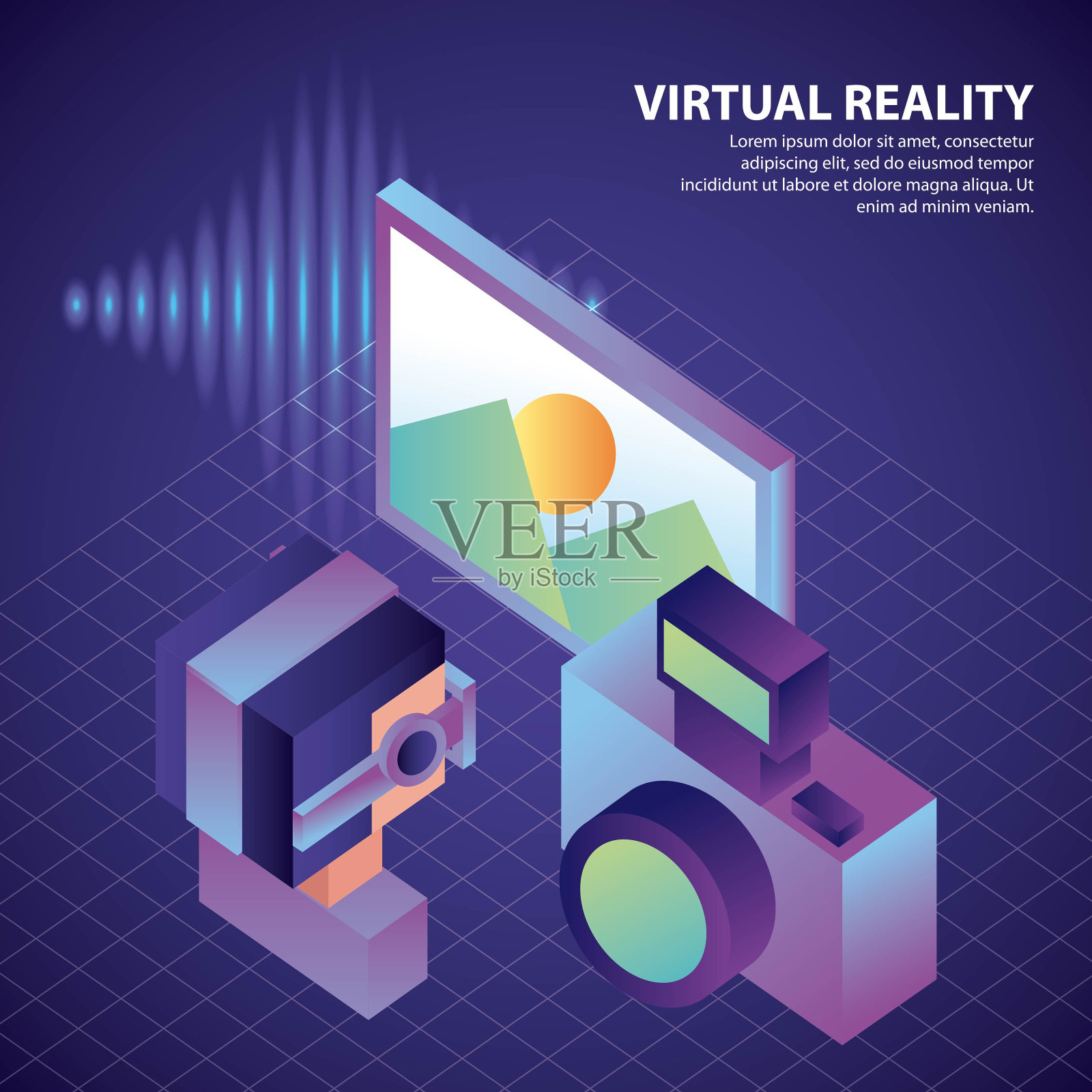 虚拟现实等距插画图片素材