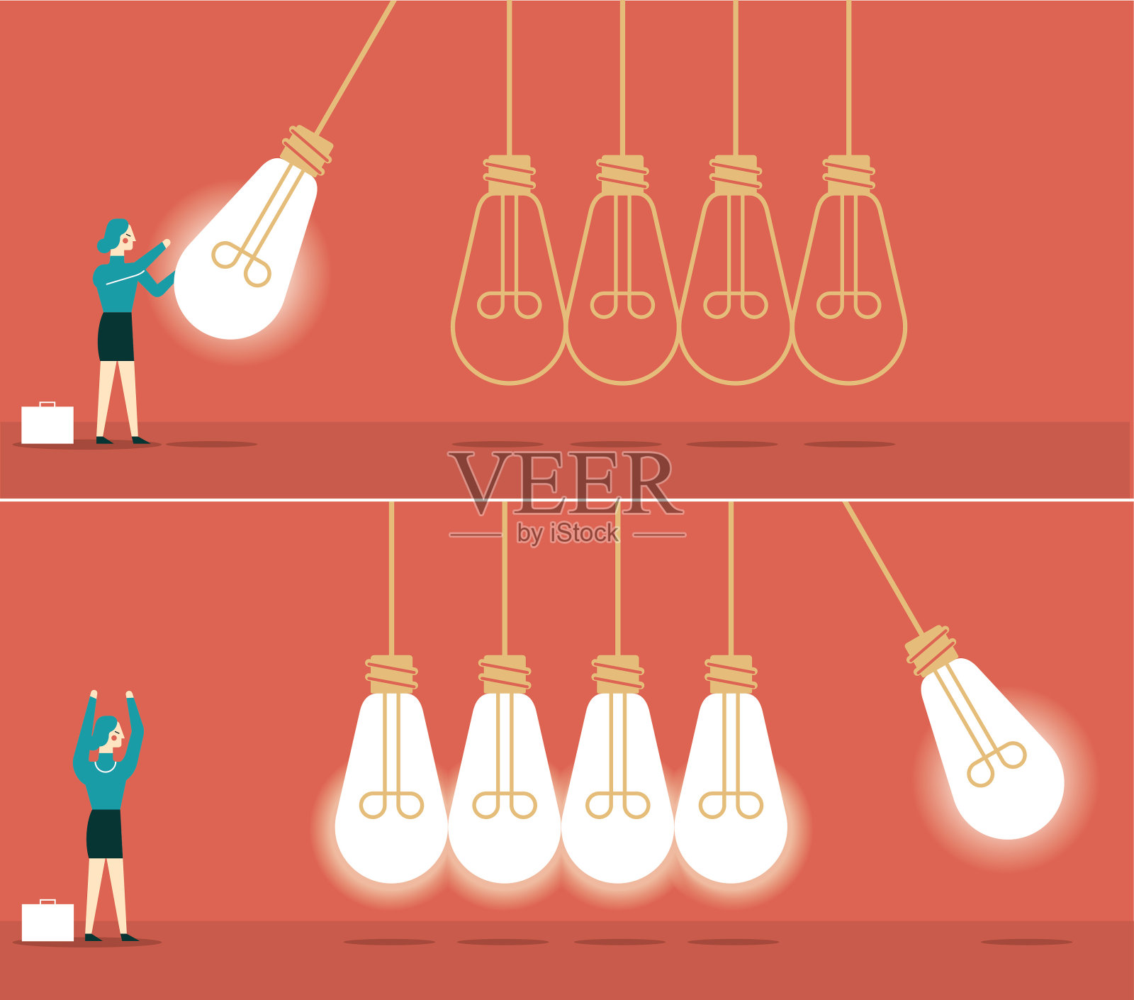 想法牛顿摇篮-女商人插画图片素材