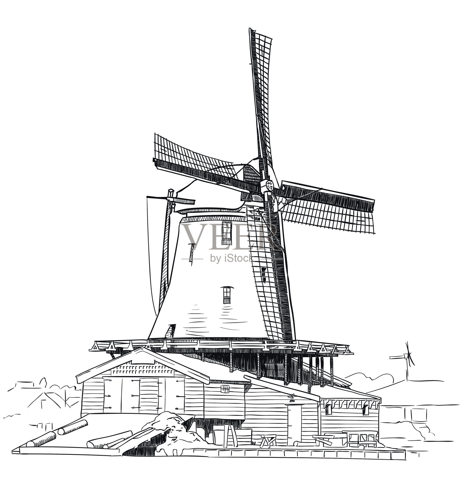 荷兰风车图设计元素图片