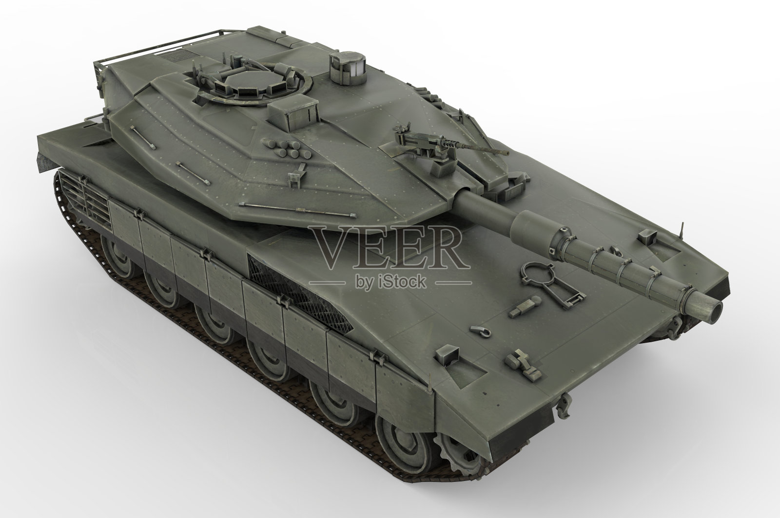 军事坦克孤立在白色背景- 3D渲染照片摄影图片