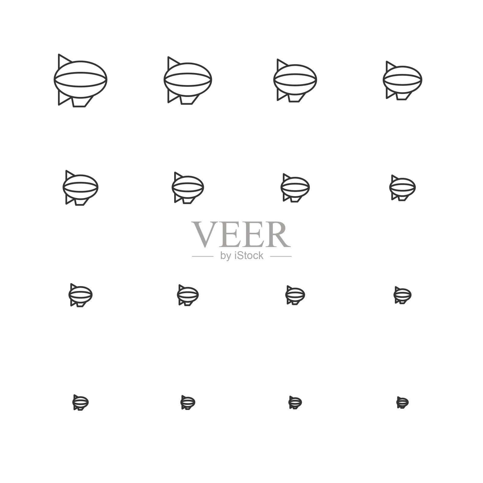 飞艇图标-多尺度线系列插画图片素材