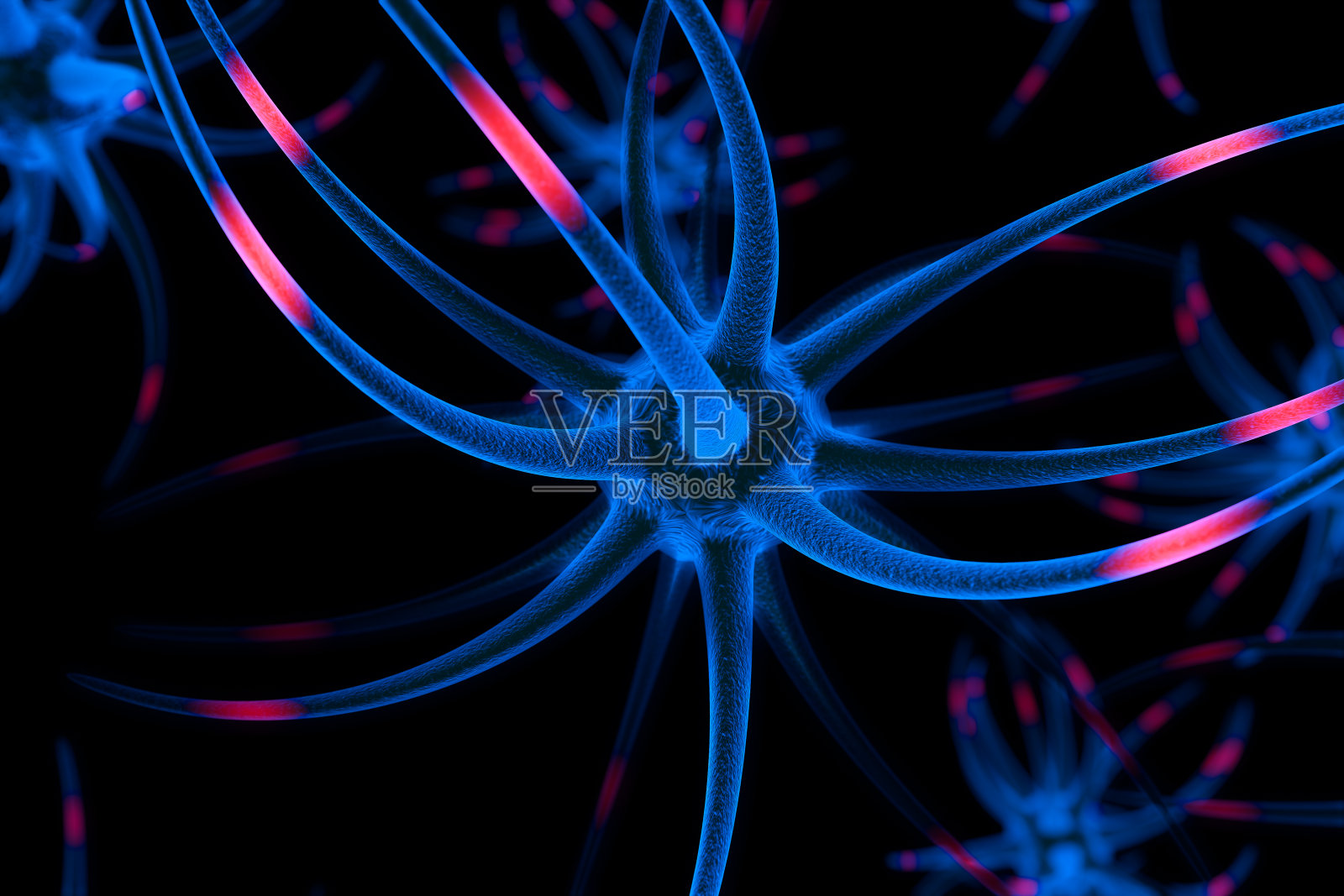 3D渲染,脑细胞和神经元照片摄影图片