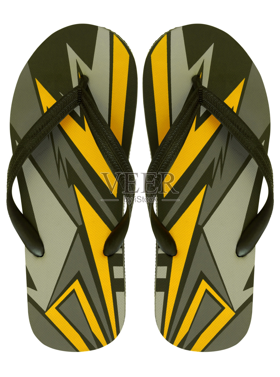 彩色凉鞋孤立在白色背景,俯视图。照片摄影图片