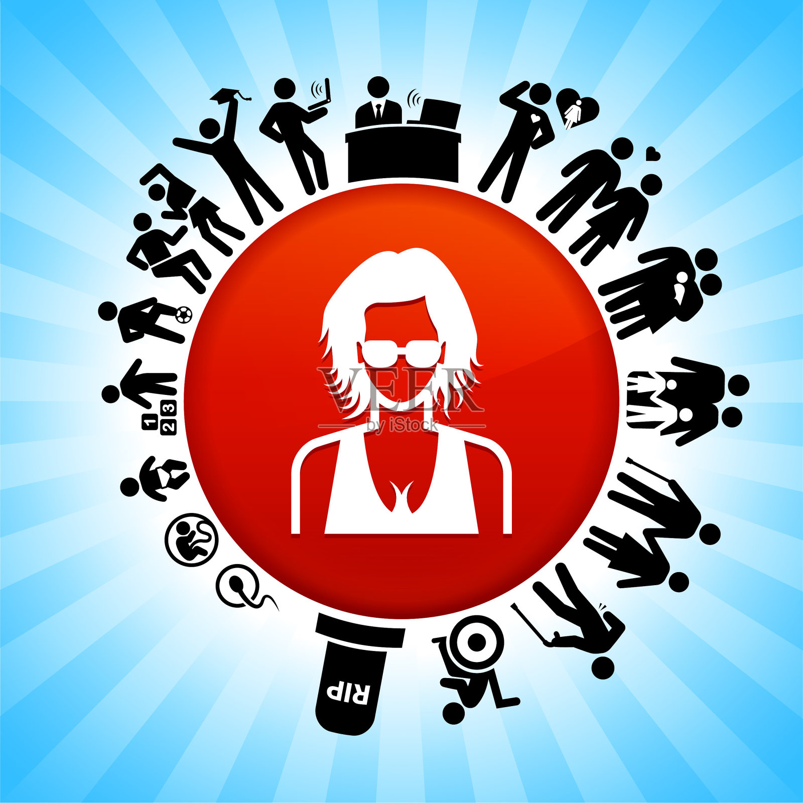 女人面部生命周期阶段背景插画图片素材