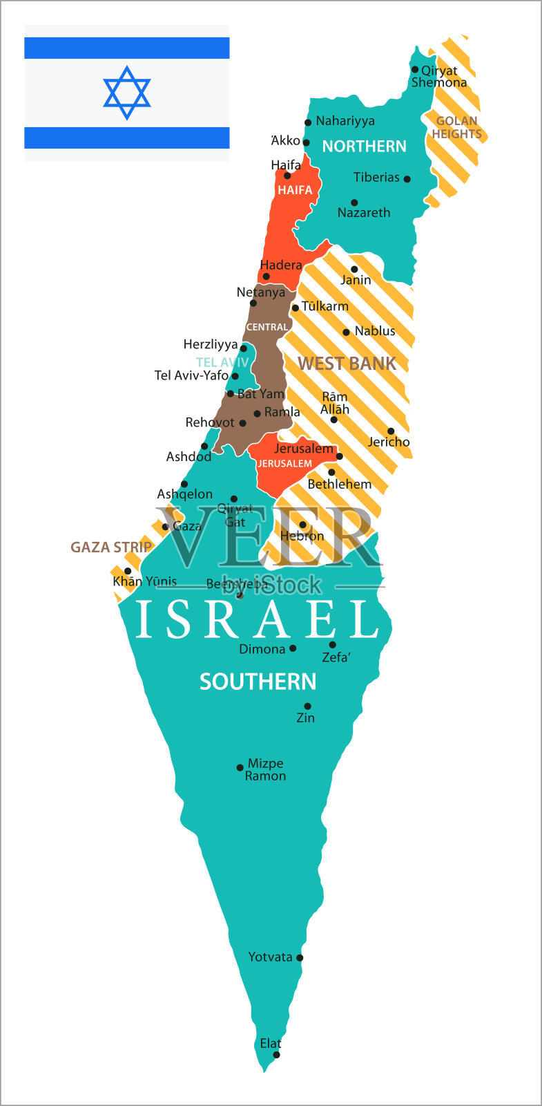 以色列地图矢量图插画图片素材