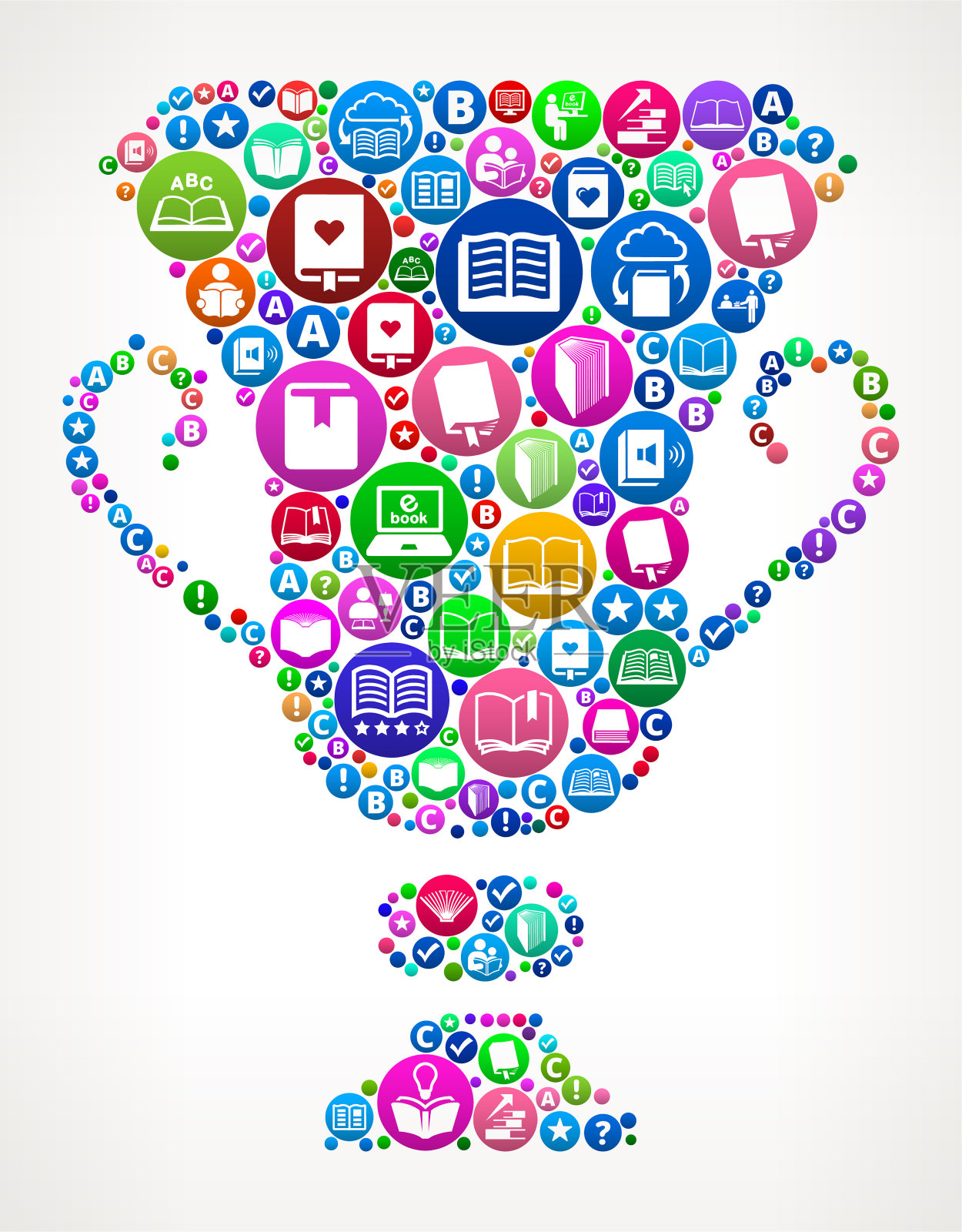 奖杯书籍和阅读图标模式背景插画图片素材