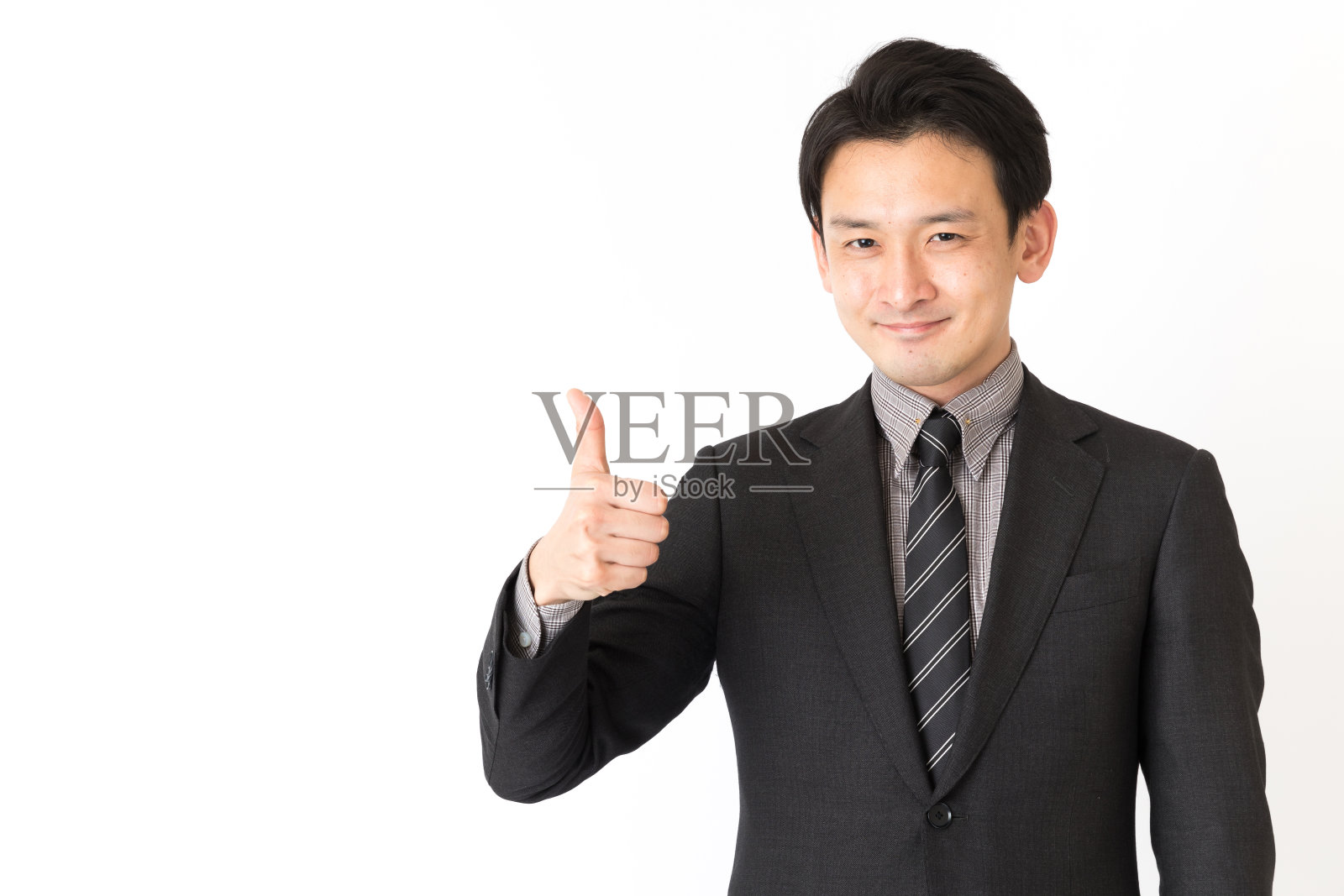 一幅孤立在白色背景上的亚洲商人肖像照片摄影图片