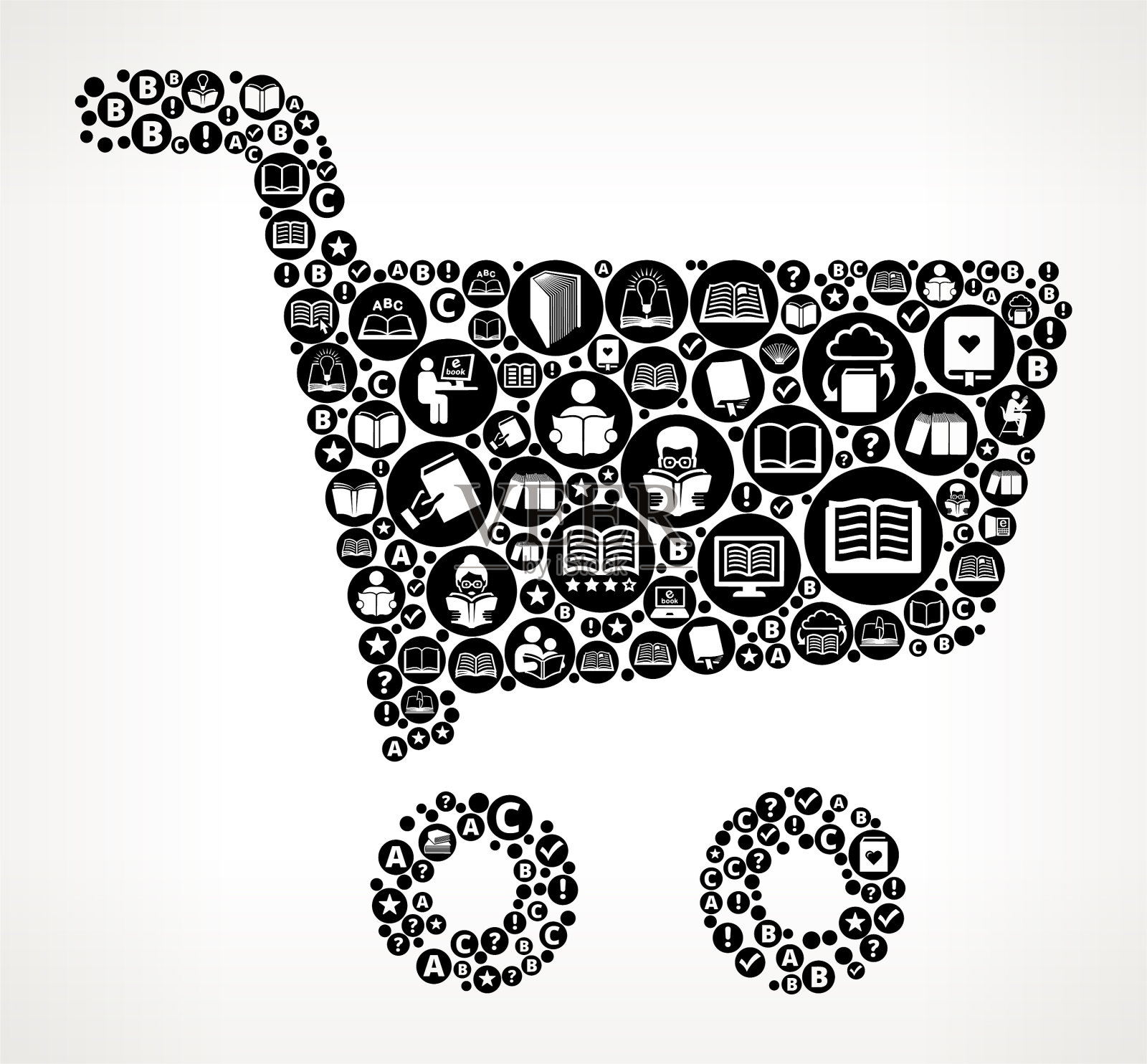 购物车书籍和阅读图标模式背景插画图片素材