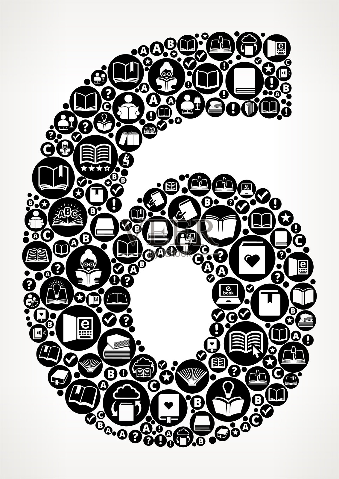 数字6书籍和阅读图标模式背景插画图片素材