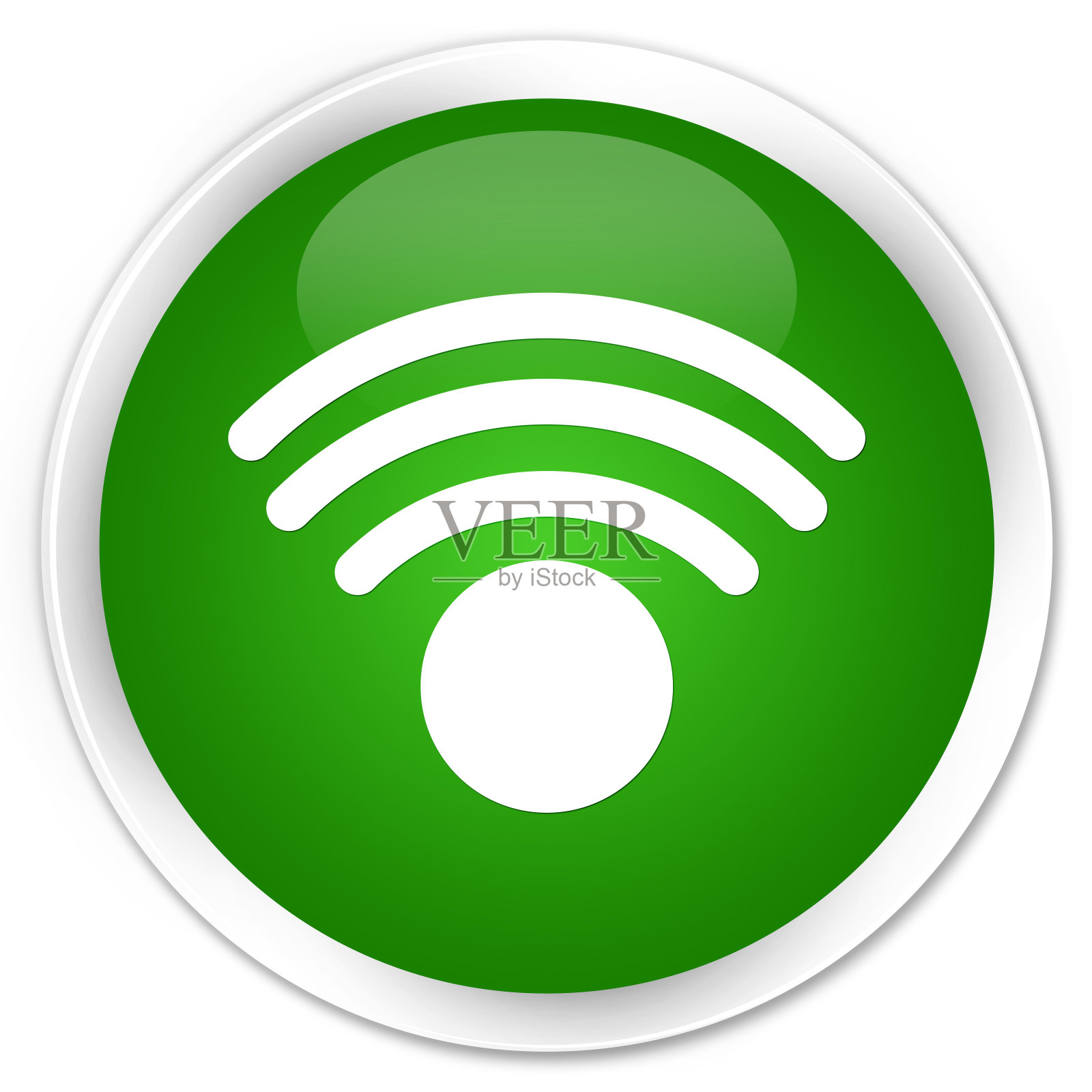 Wifi图标高级绿色圆形按钮图标素材