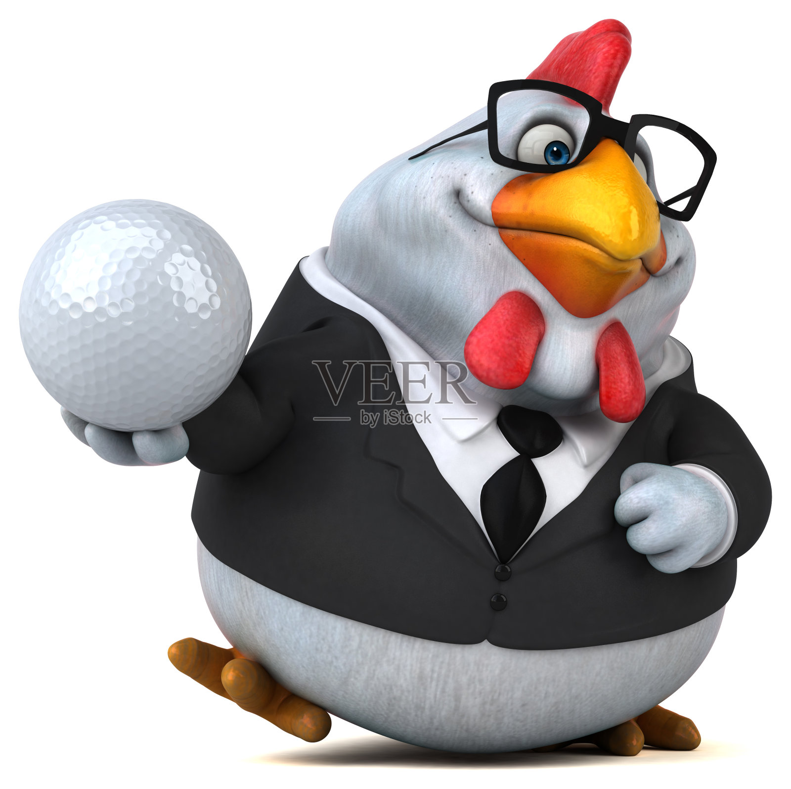 有趣的鸡- 3D插图照片摄影图片