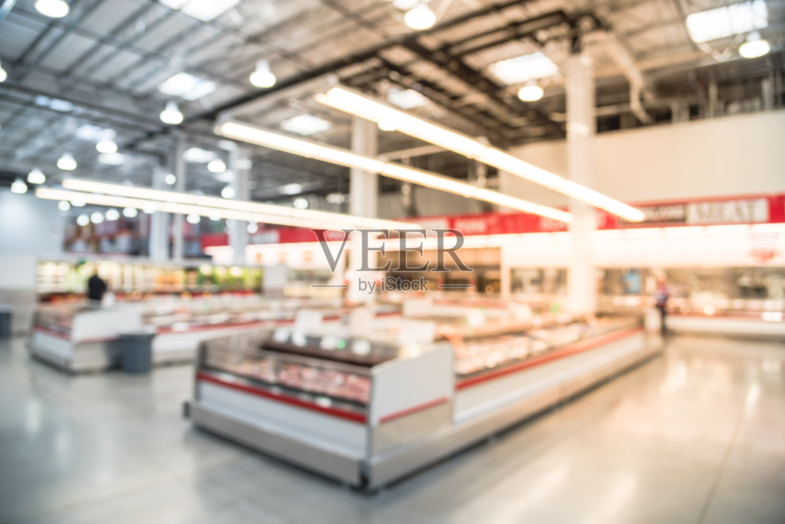 抽象模糊的肉类部在美国批发商店照片摄影图片