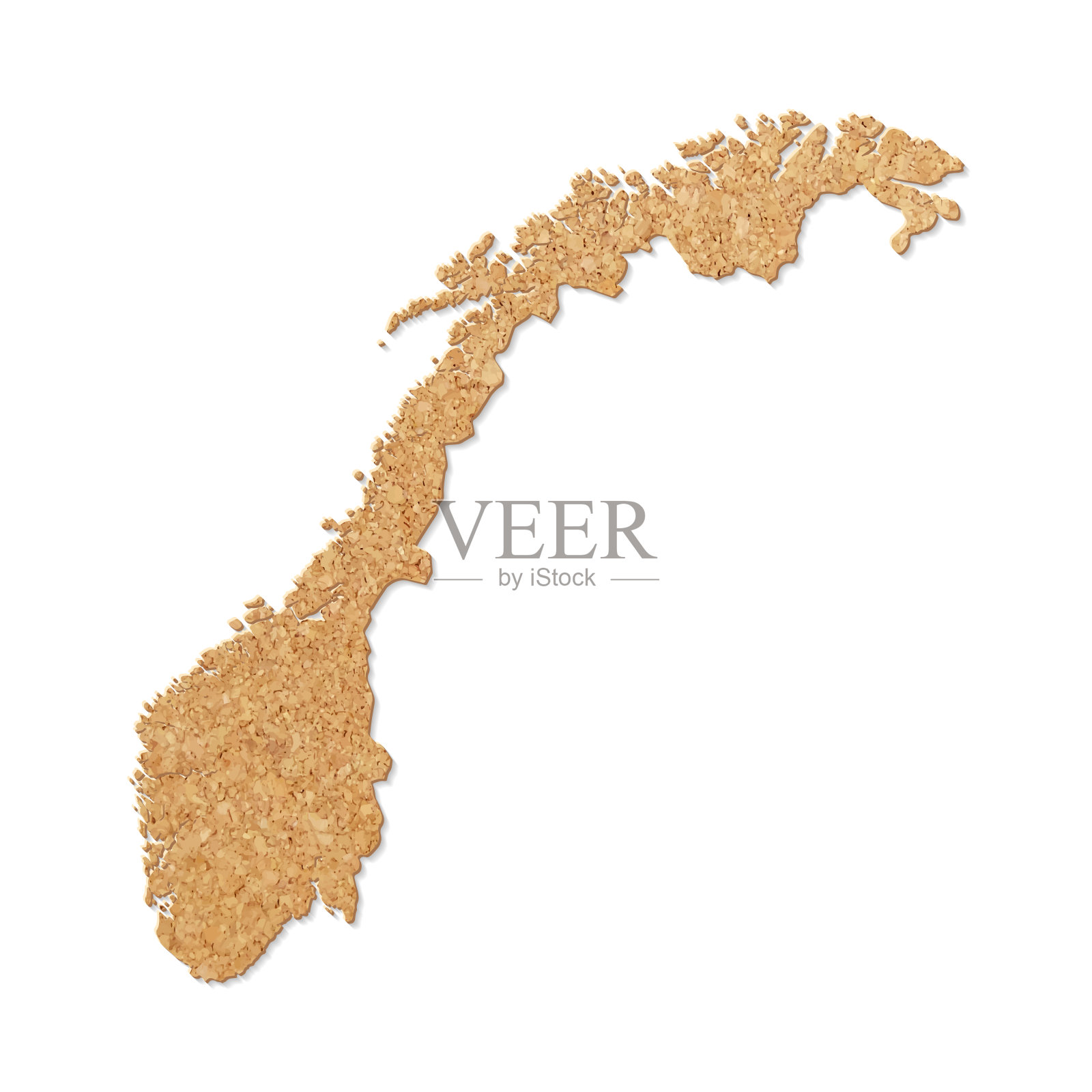 挪威地图在白色背景软木板纹理设计元素图片