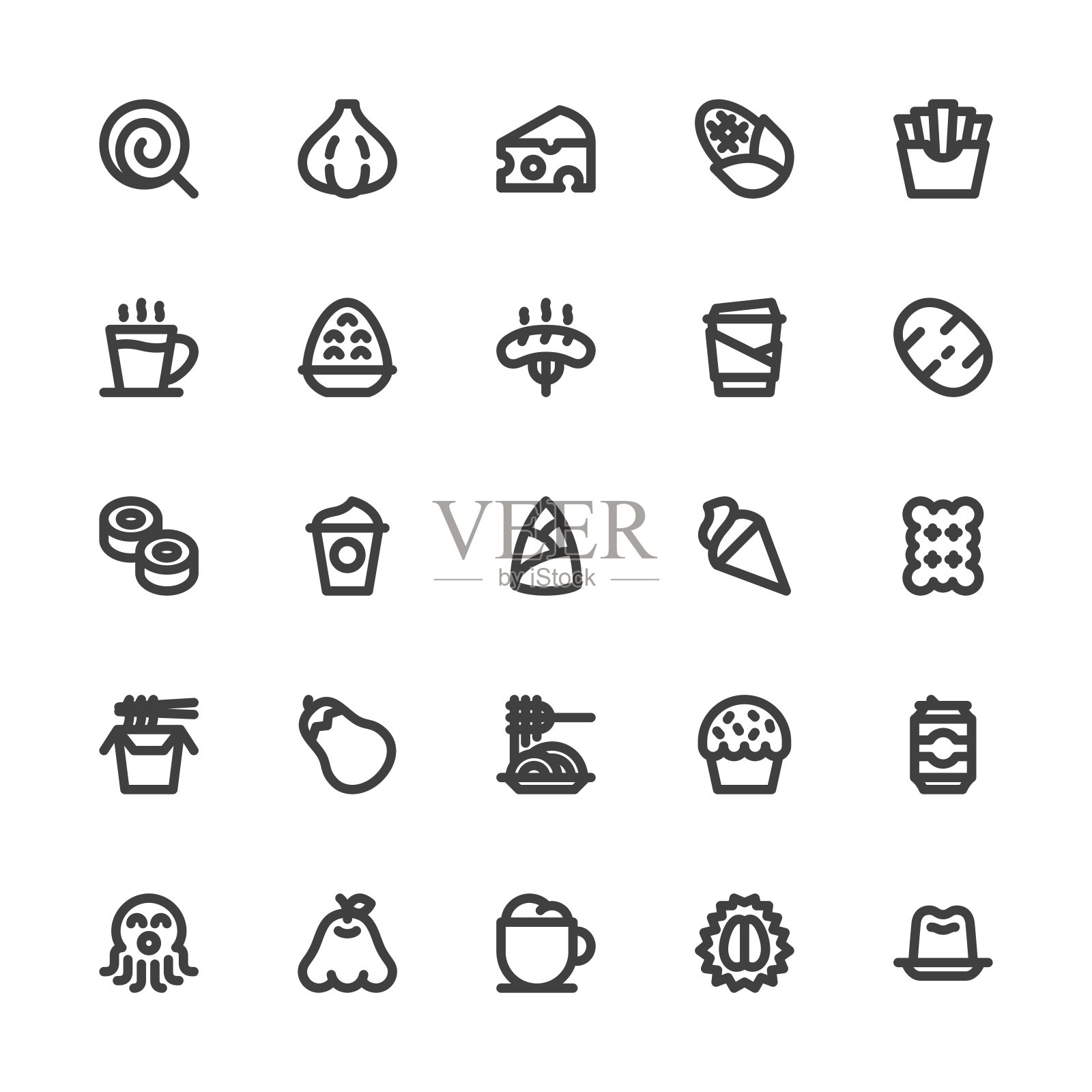 食物和饮料图标集3 -粗线系列插画图片素材