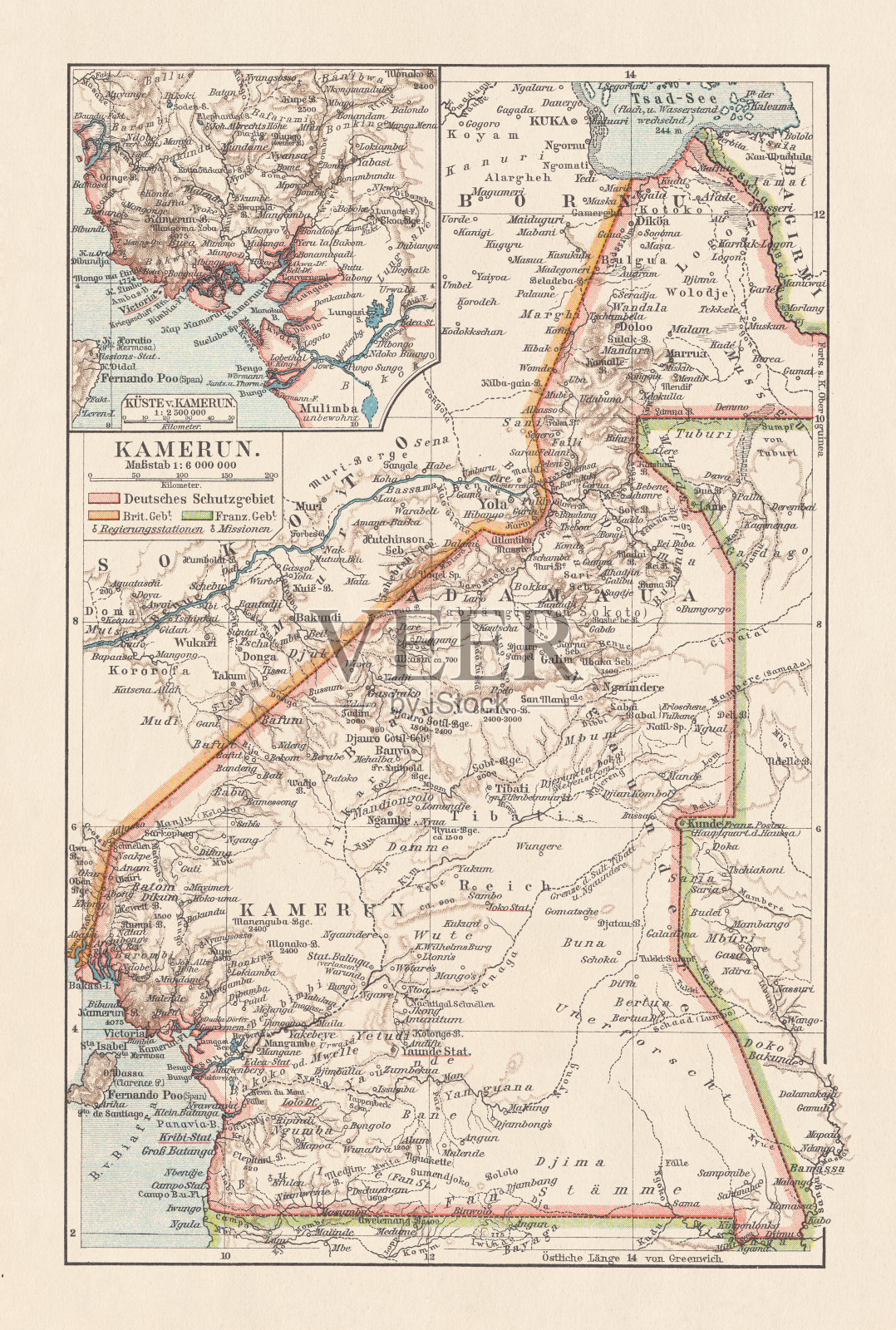 1897年出版的喀麦隆地形图照片摄影图片