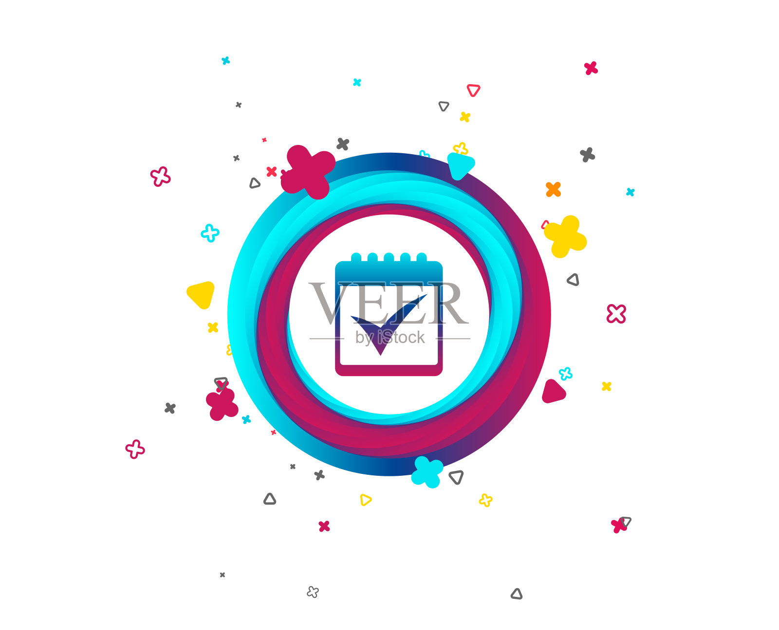 日历图标。复选标记符号。插画图片素材