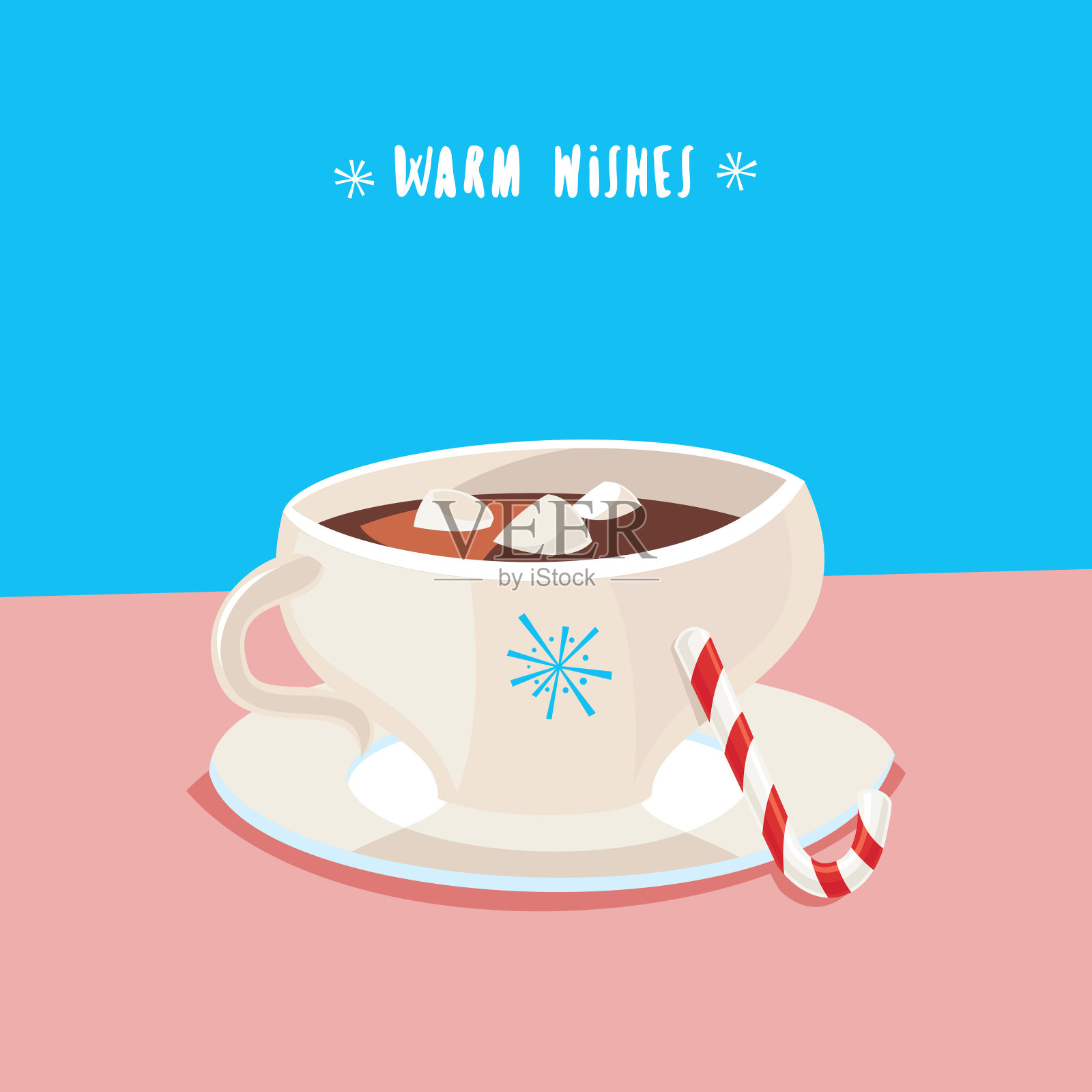 温暖的祝福!一杯热巧克力插画图片素材