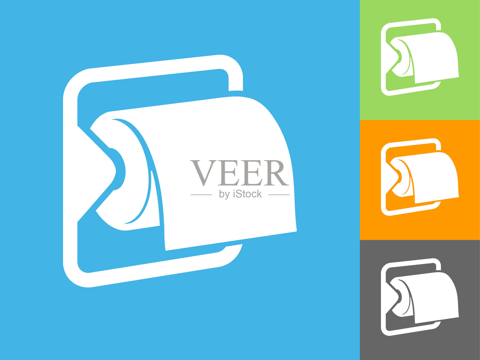 厕纸平面图标上的蓝色背景插画图片素材